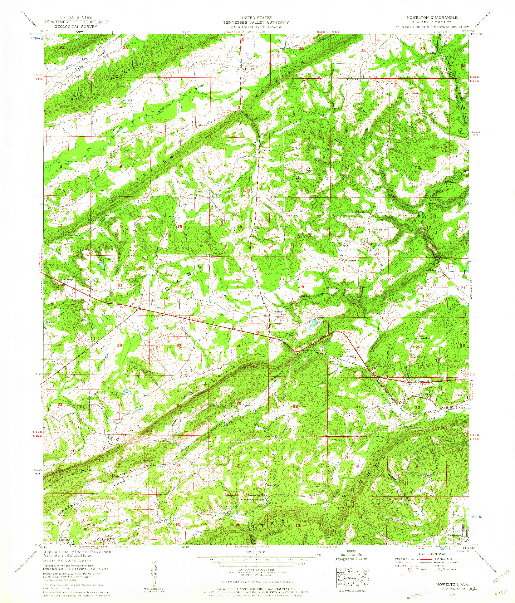 USGS 1:24000-SCALE QUADRANGLE FOR HOWELTON, AL 1959