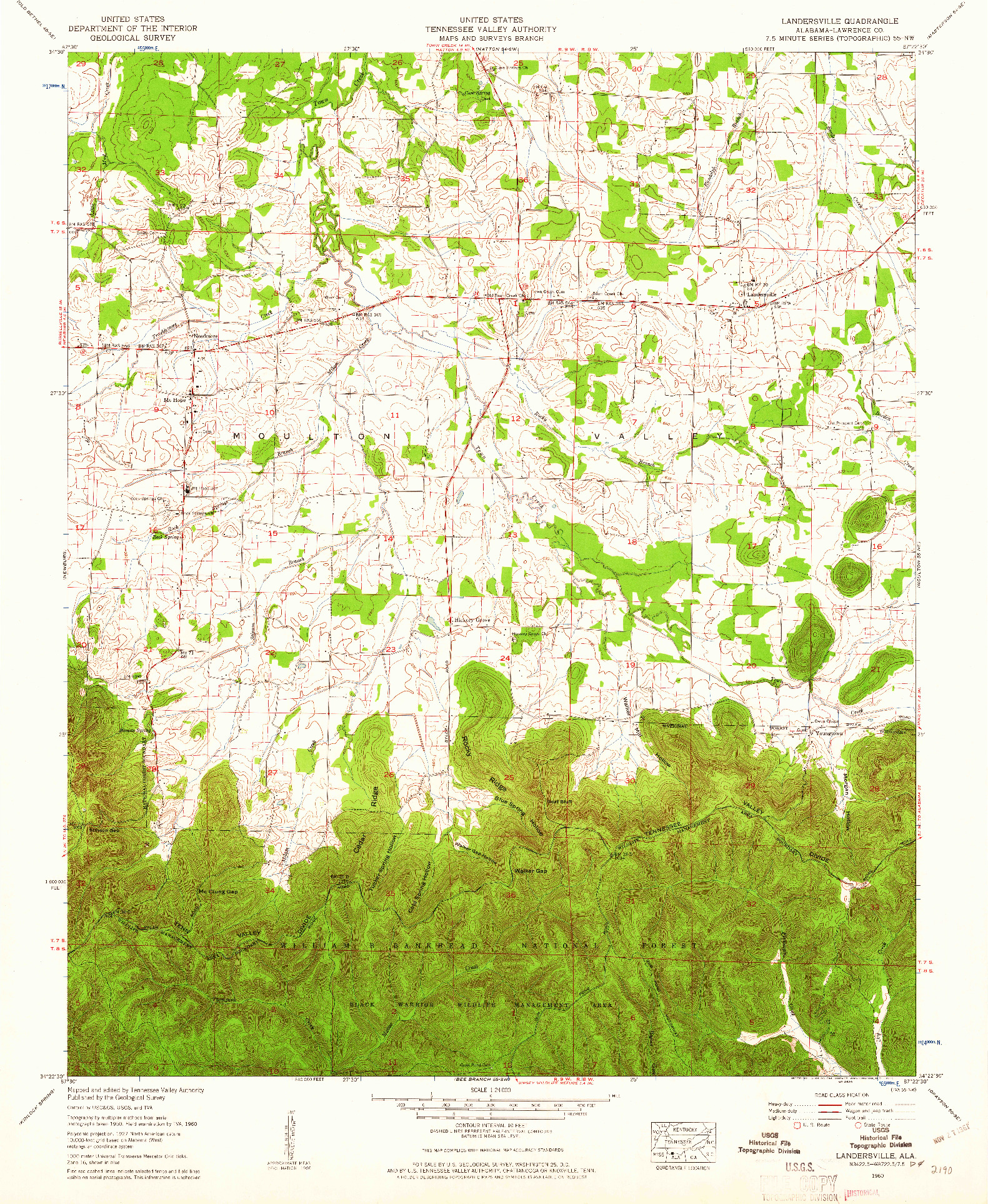 USGS 1:24000-SCALE QUADRANGLE FOR LANDERSVILLE, AL 1960