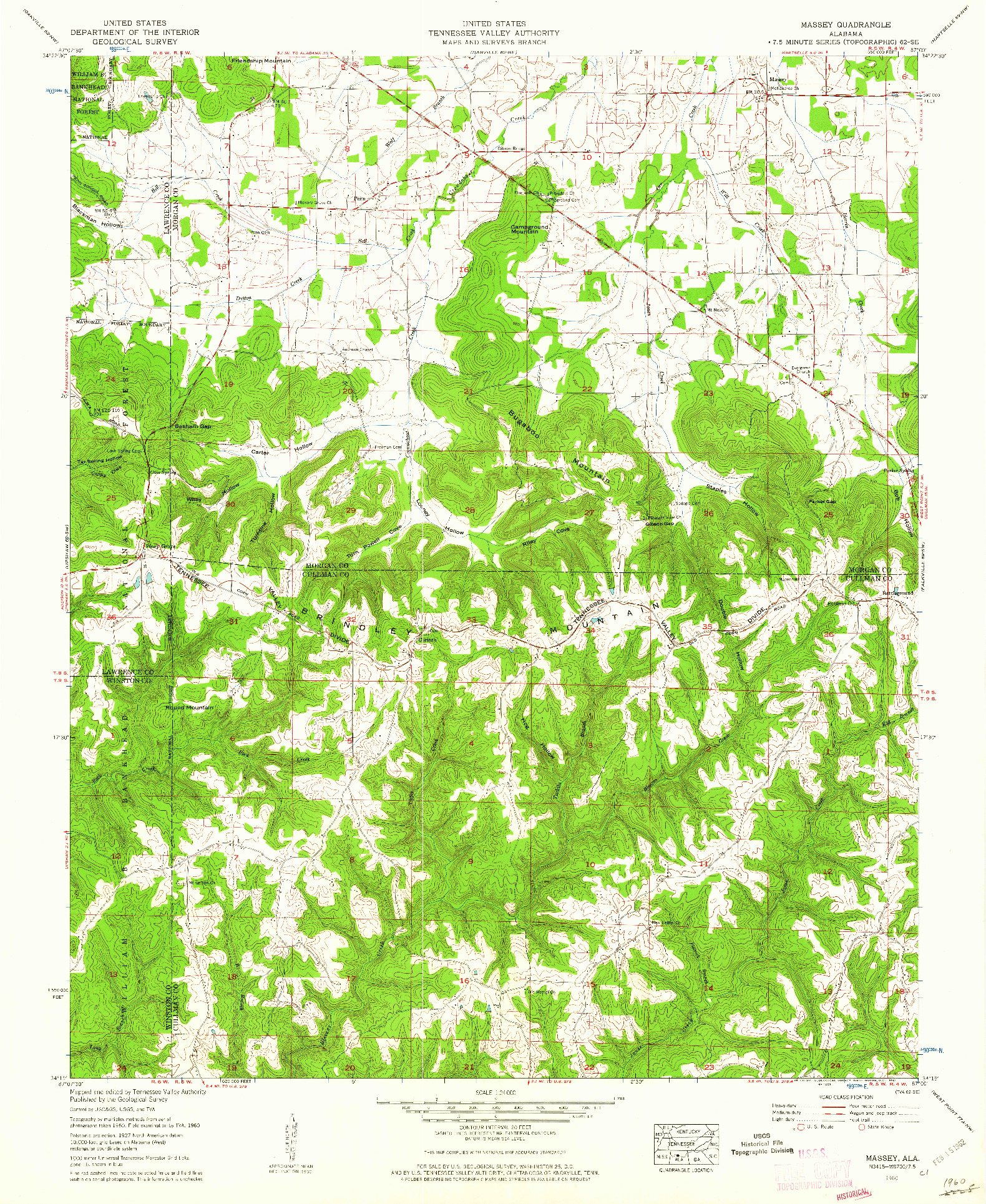 USGS 1:24000-SCALE QUADRANGLE FOR MASSEY, AL 1960