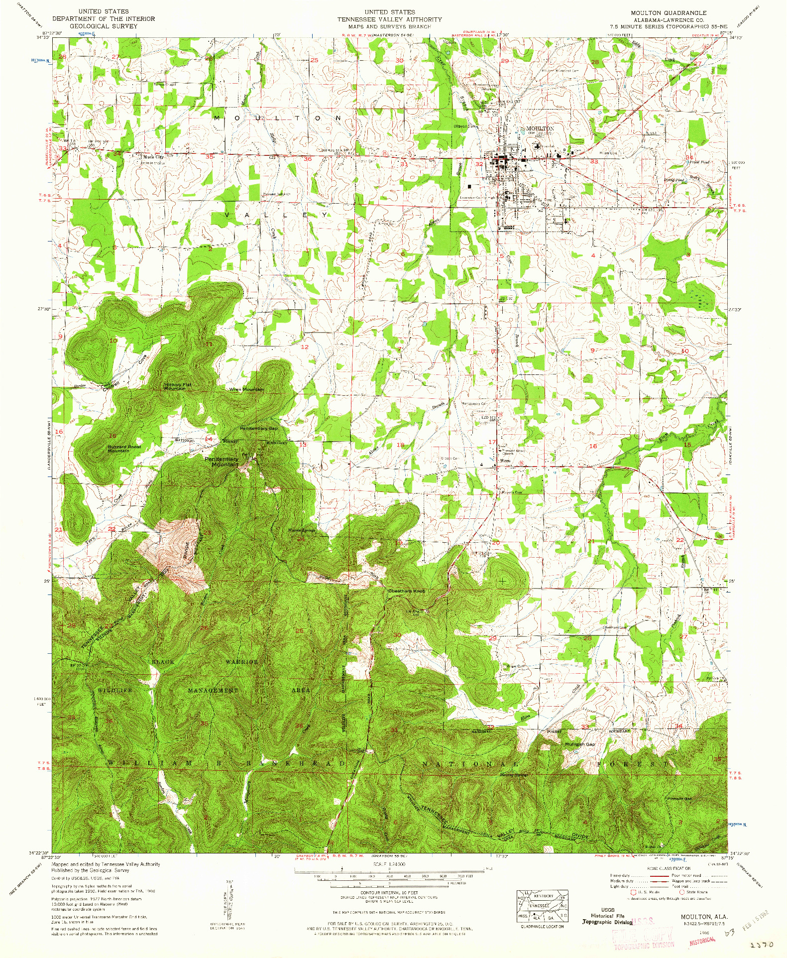 USGS 1:24000-SCALE QUADRANGLE FOR MOULTON, AL 1960