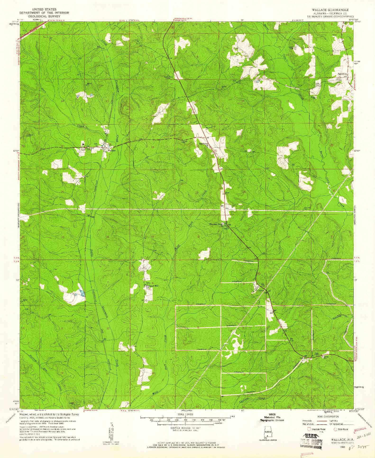 USGS 1:24000-SCALE QUADRANGLE FOR WALLACE, AL 1960