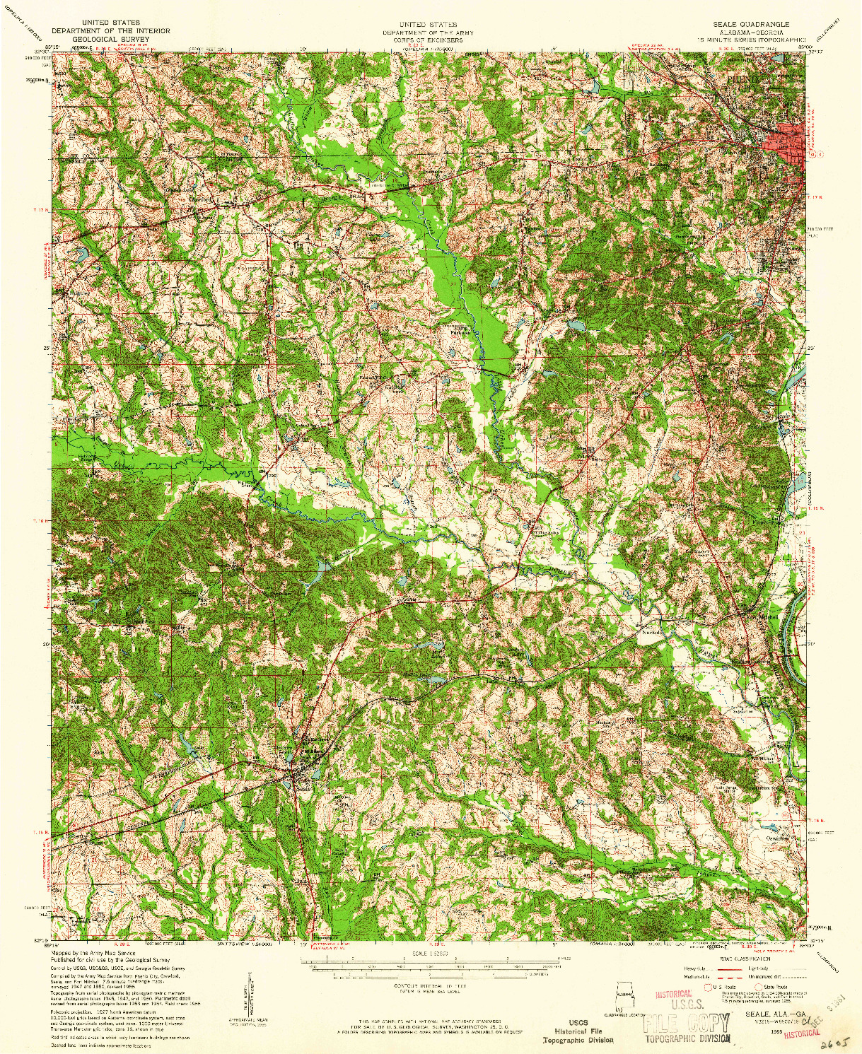 USGS 1:62500-SCALE QUADRANGLE FOR SEALE, AL 1955