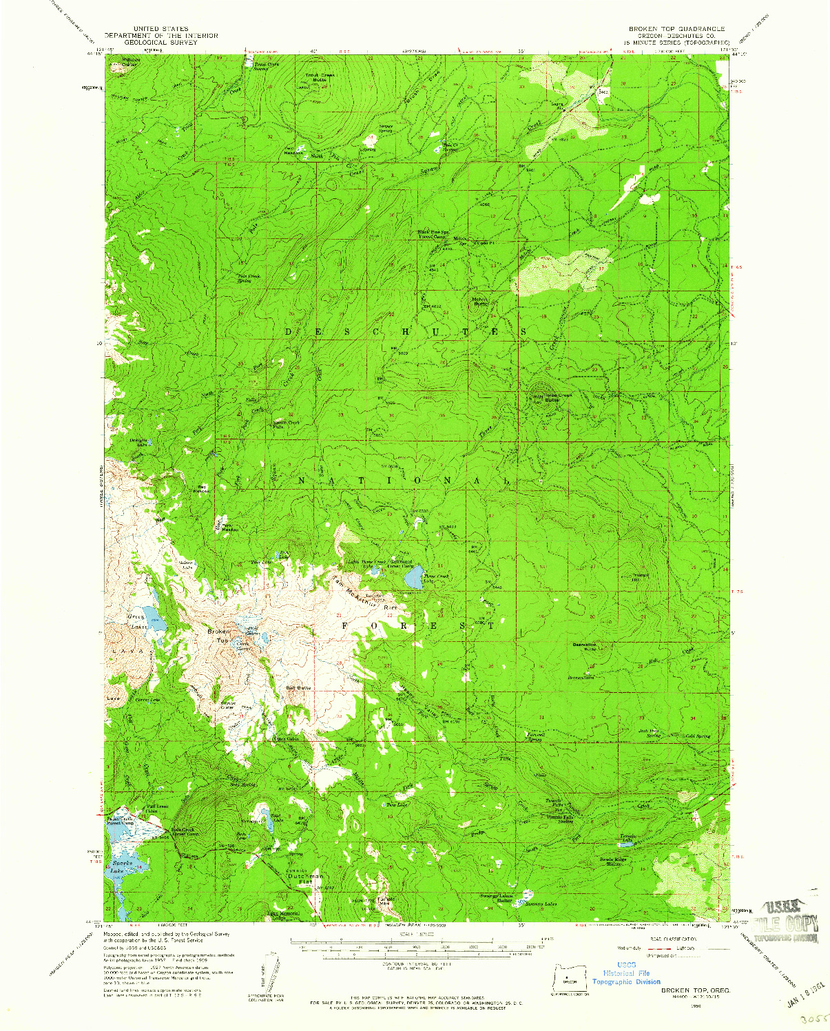 USGS 1:62500-SCALE QUADRANGLE FOR BROKEN TOP, OR 1959