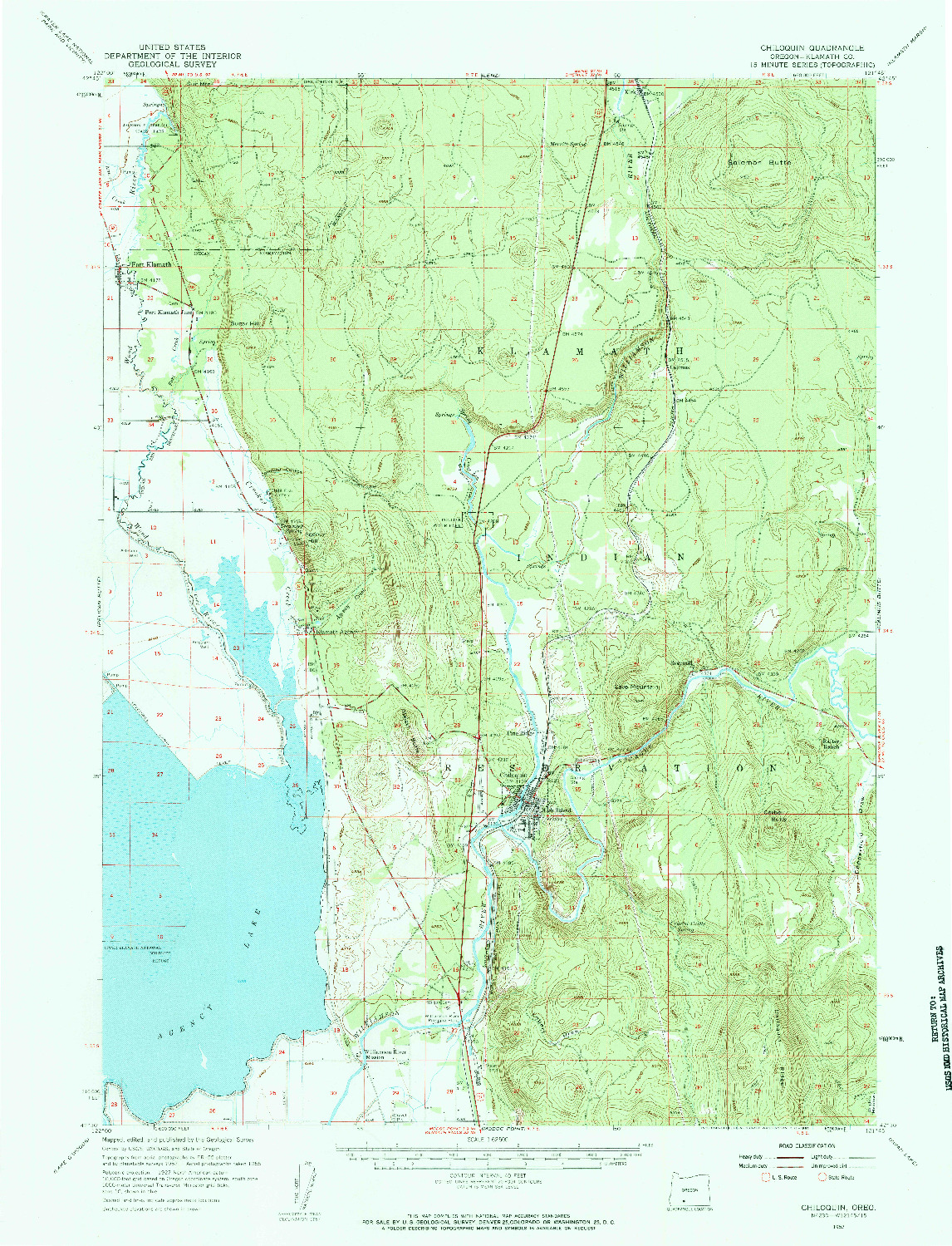 USGS 1:62500-SCALE QUADRANGLE FOR CHILOQUIN, OR 1957
