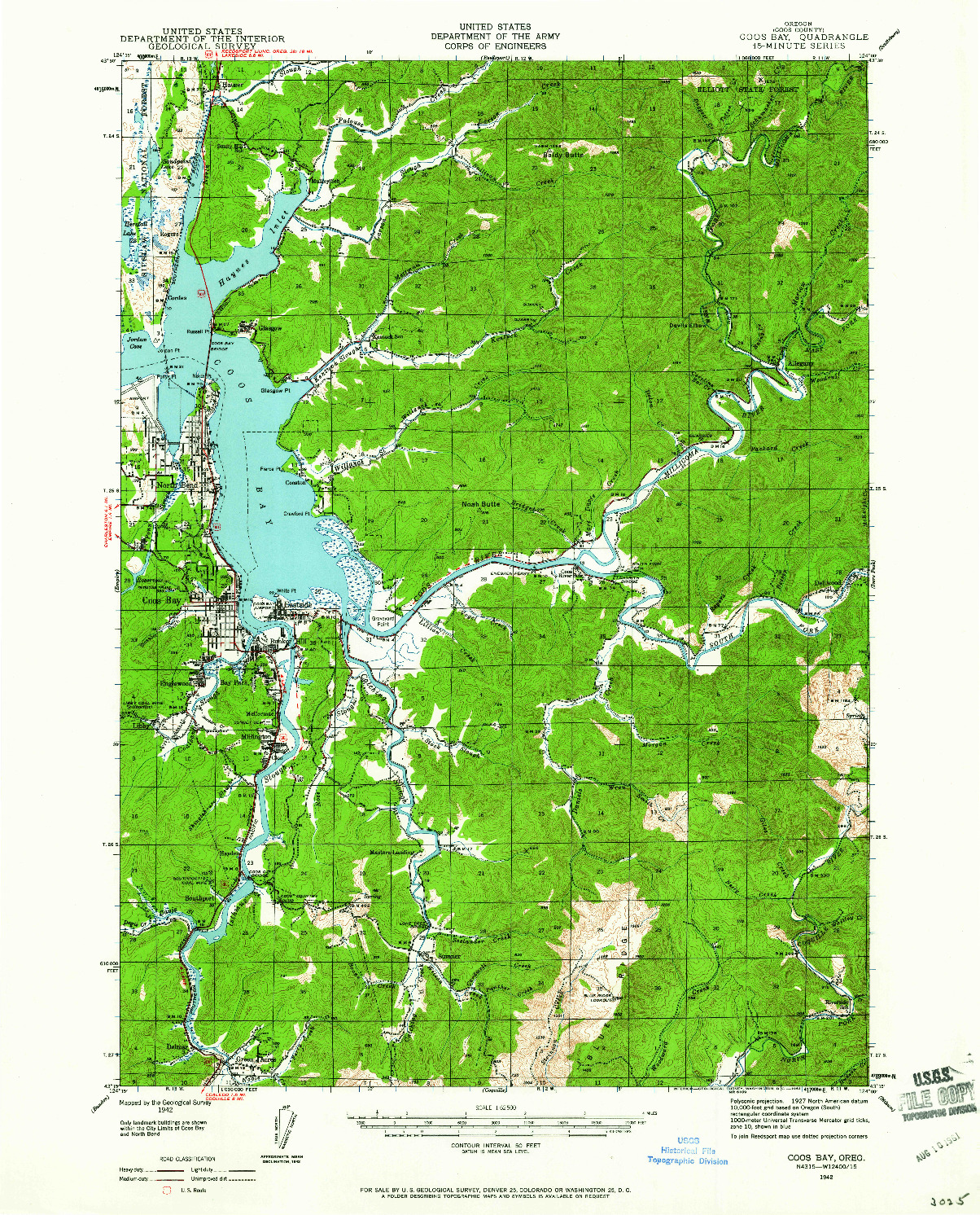 USGS 1:62500-SCALE QUADRANGLE FOR COOS BAY, OR 1942