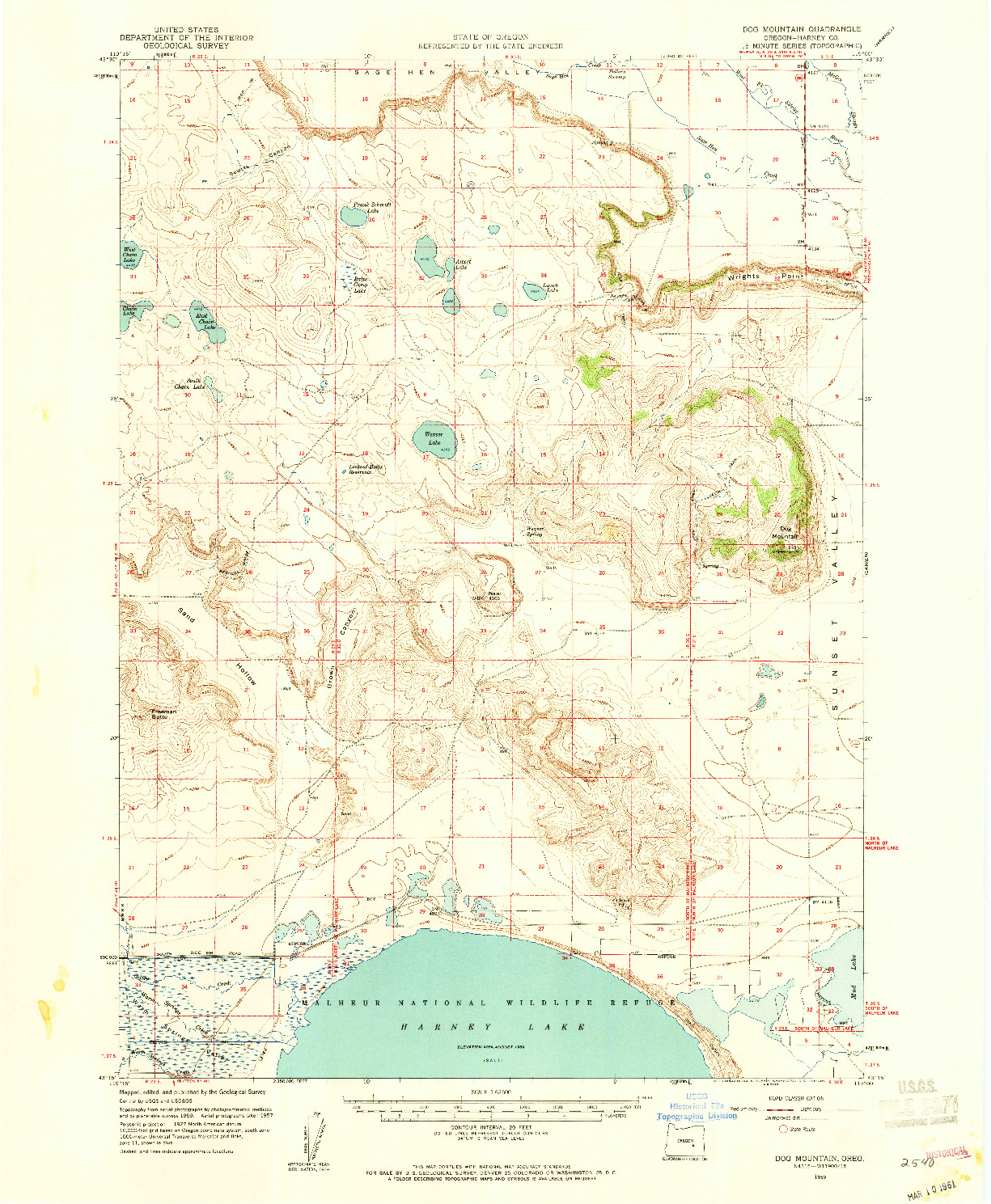 USGS 1:62500-SCALE QUADRANGLE FOR DOG MOUNTAIN, OR 1959