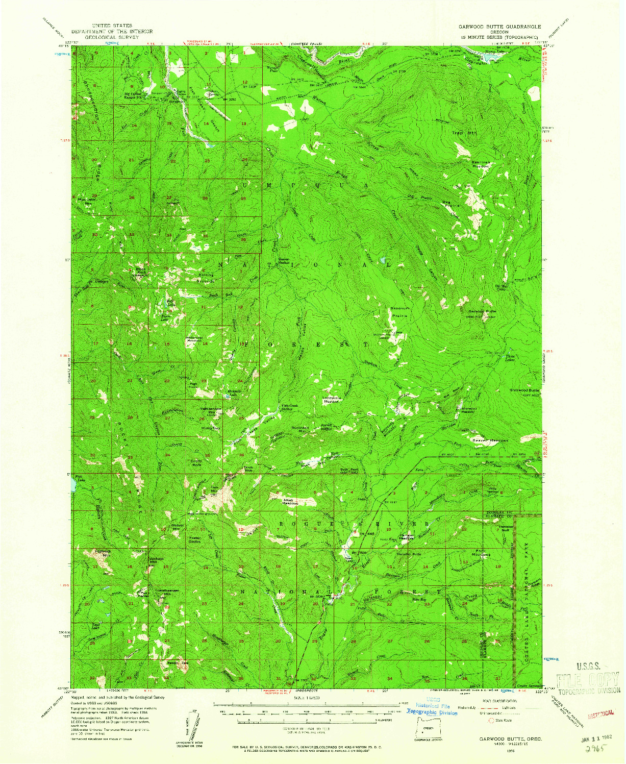 USGS 1:62500-SCALE QUADRANGLE FOR GARWOOD BUTTE, OR 1956