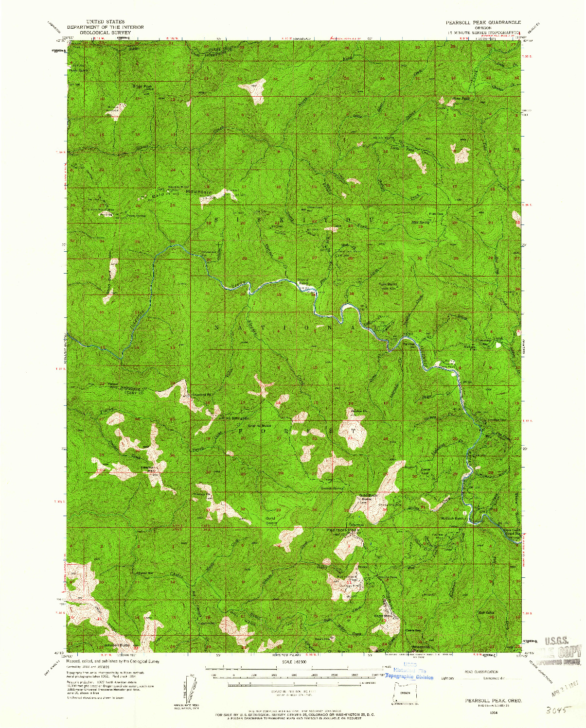 USGS 1:62500-SCALE QUADRANGLE FOR PEARSOLL PEAK, OR 1954