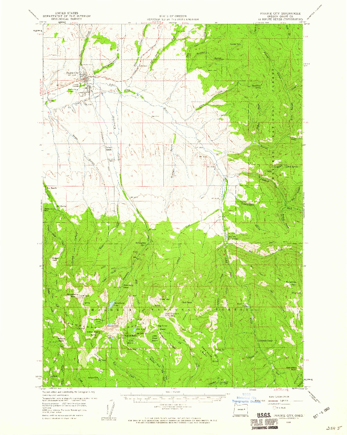 USGS 1:62500-SCALE QUADRANGLE FOR PRAIRIE CITY, OR 1959