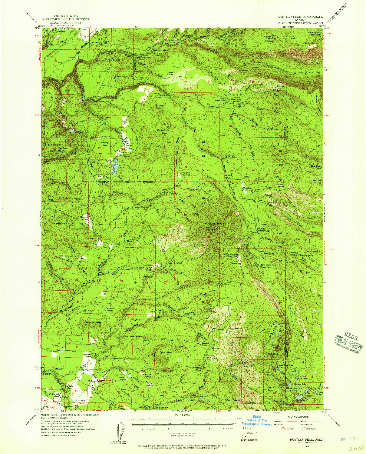 USGS 1:62500-SCALE QUADRANGLE FOR RUSTLER PEAK, OR 1955