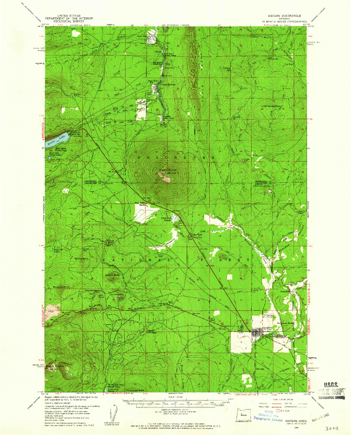 USGS 1:62500-SCALE QUADRANGLE FOR SISTERS, OR 1959
