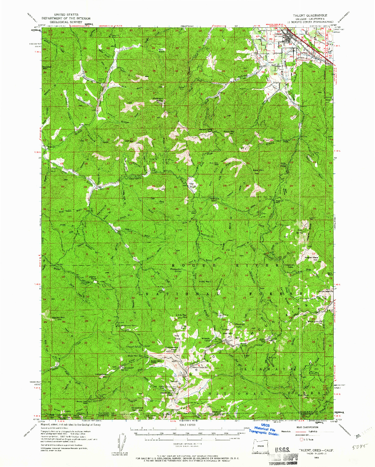 USGS 1:62500-SCALE QUADRANGLE FOR TALENT, OR 1954