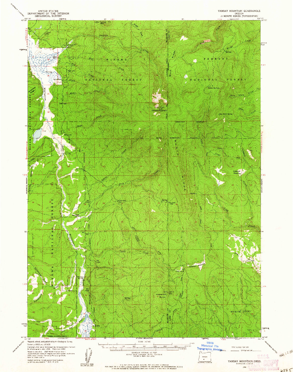 USGS 1:62500-SCALE QUADRANGLE FOR YAMSAY MOUNTAIN, OR 1960