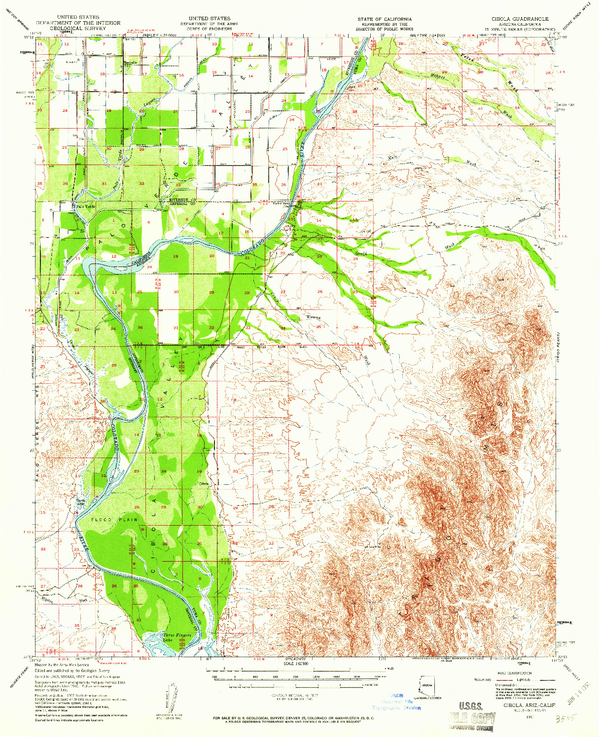 USGS 1:62500-SCALE QUADRANGLE FOR CIBOLA, AZ 1951