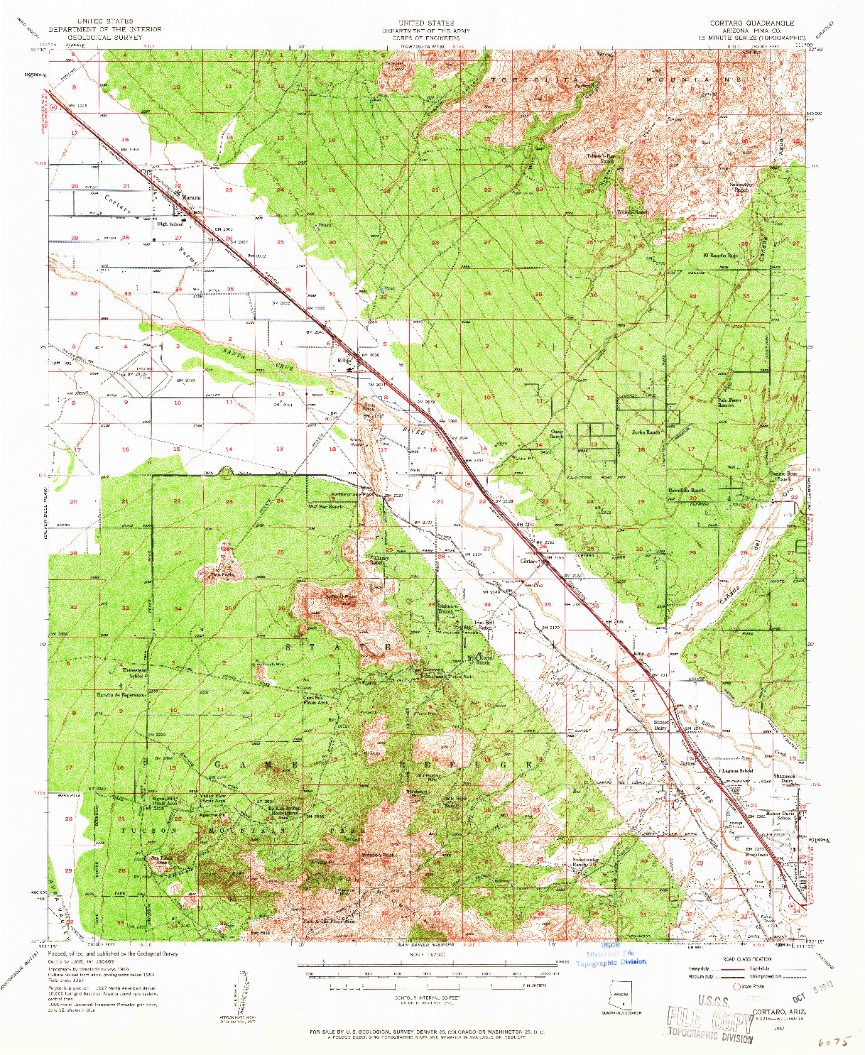 USGS 1:62500-SCALE QUADRANGLE FOR CORTARO, AZ 1957