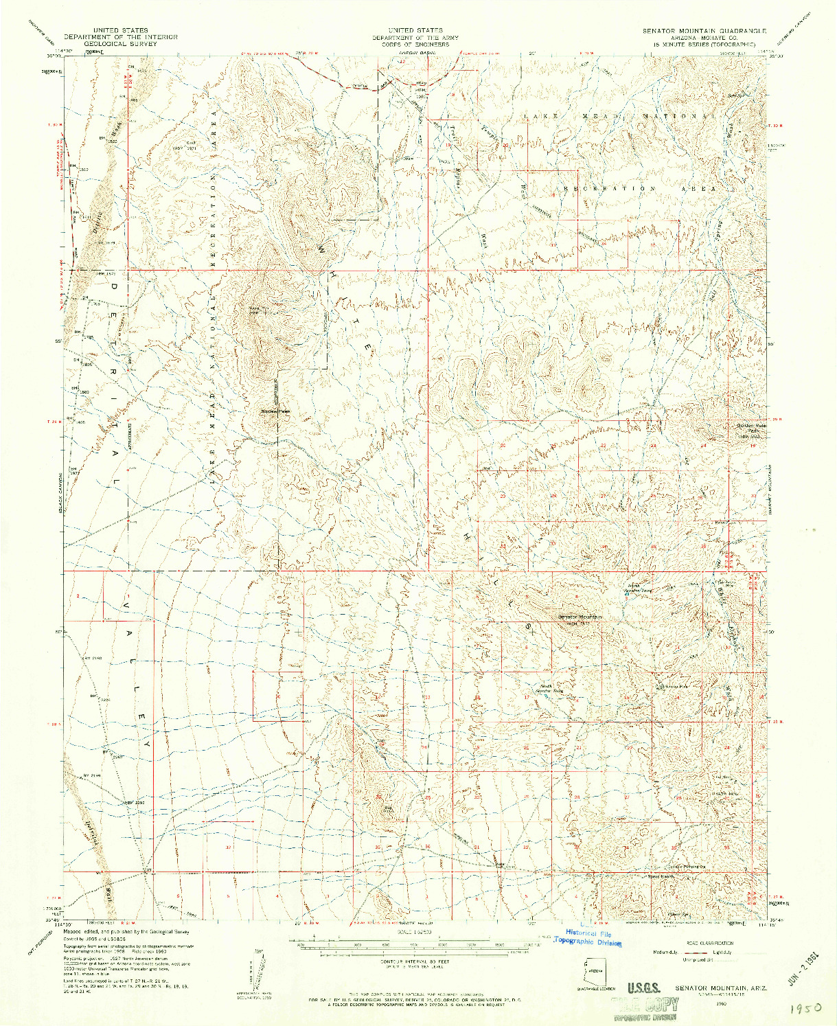 USGS 1:62500-SCALE QUADRANGLE FOR SENATOR MOUNTAIN, AZ 1960