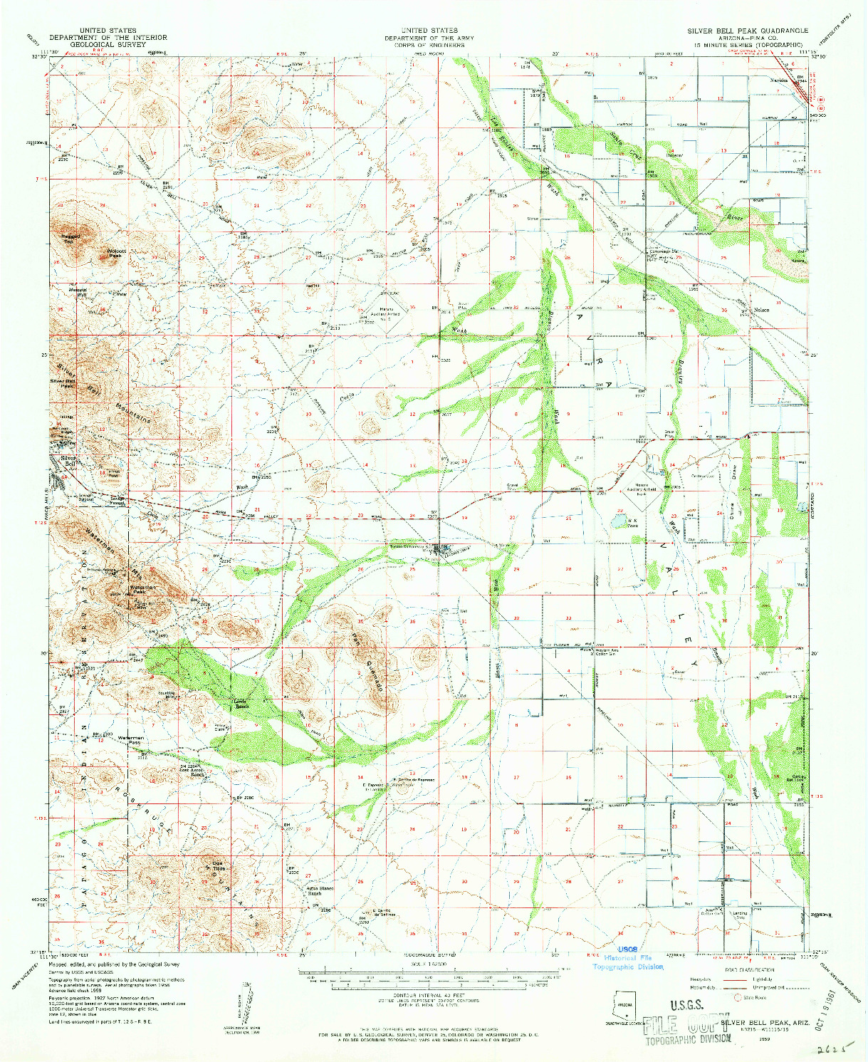 USGS 1:62500-SCALE QUADRANGLE FOR SILVER BELL PEAK, AZ 1959