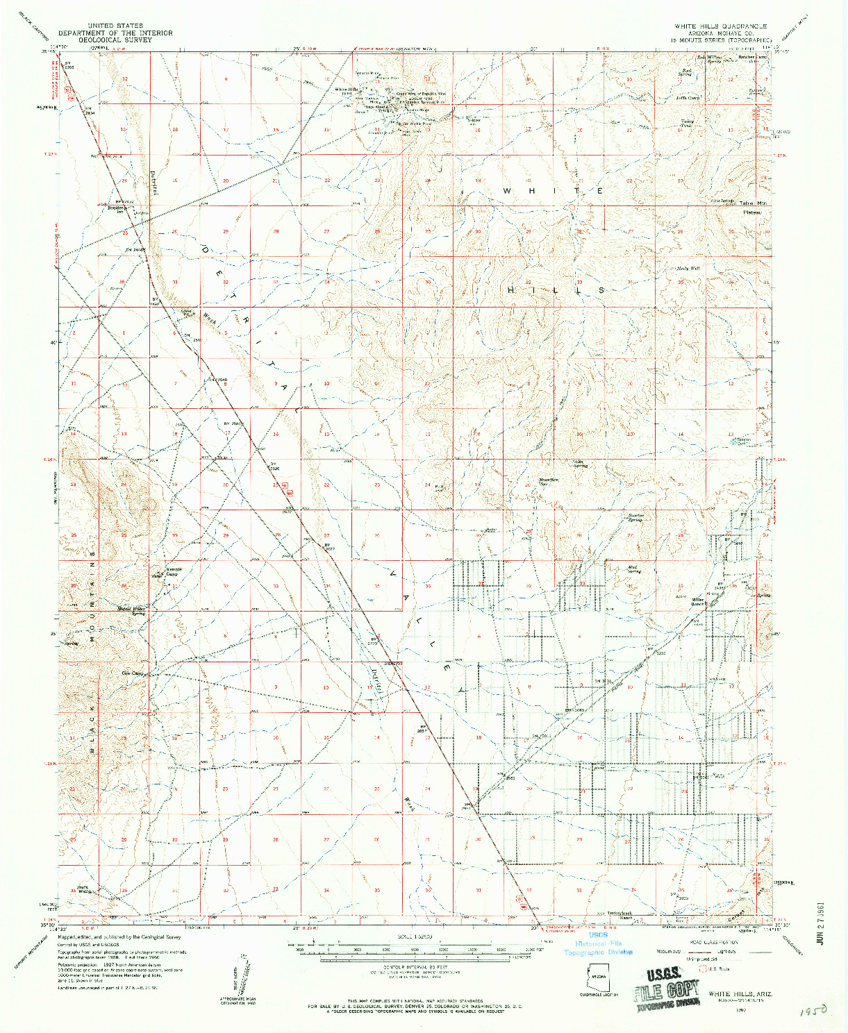 USGS 1:62500-SCALE QUADRANGLE FOR WHITE HILLS, AZ 1960