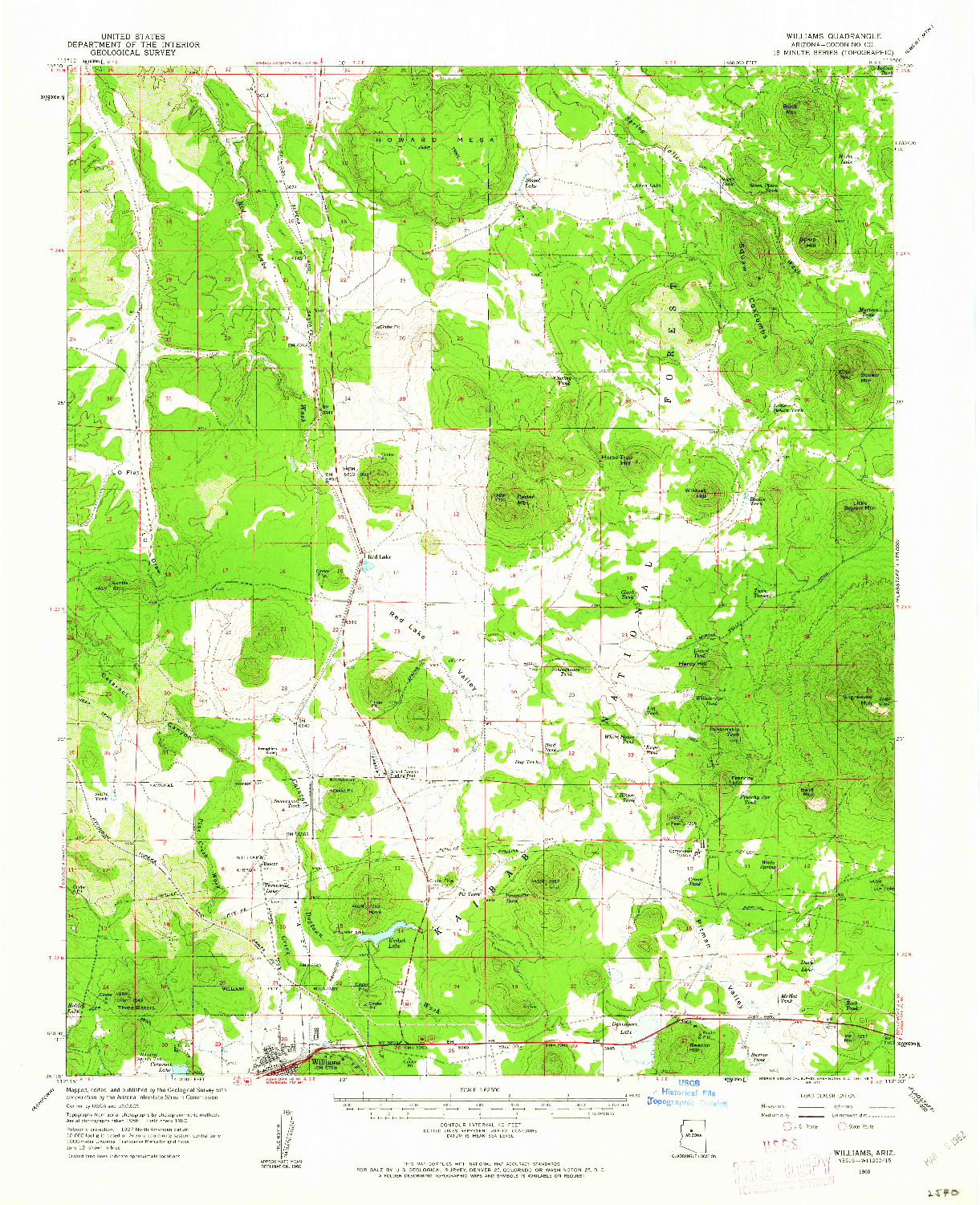 USGS 1:62500-SCALE QUADRANGLE FOR WILLIAMS, AZ 1960