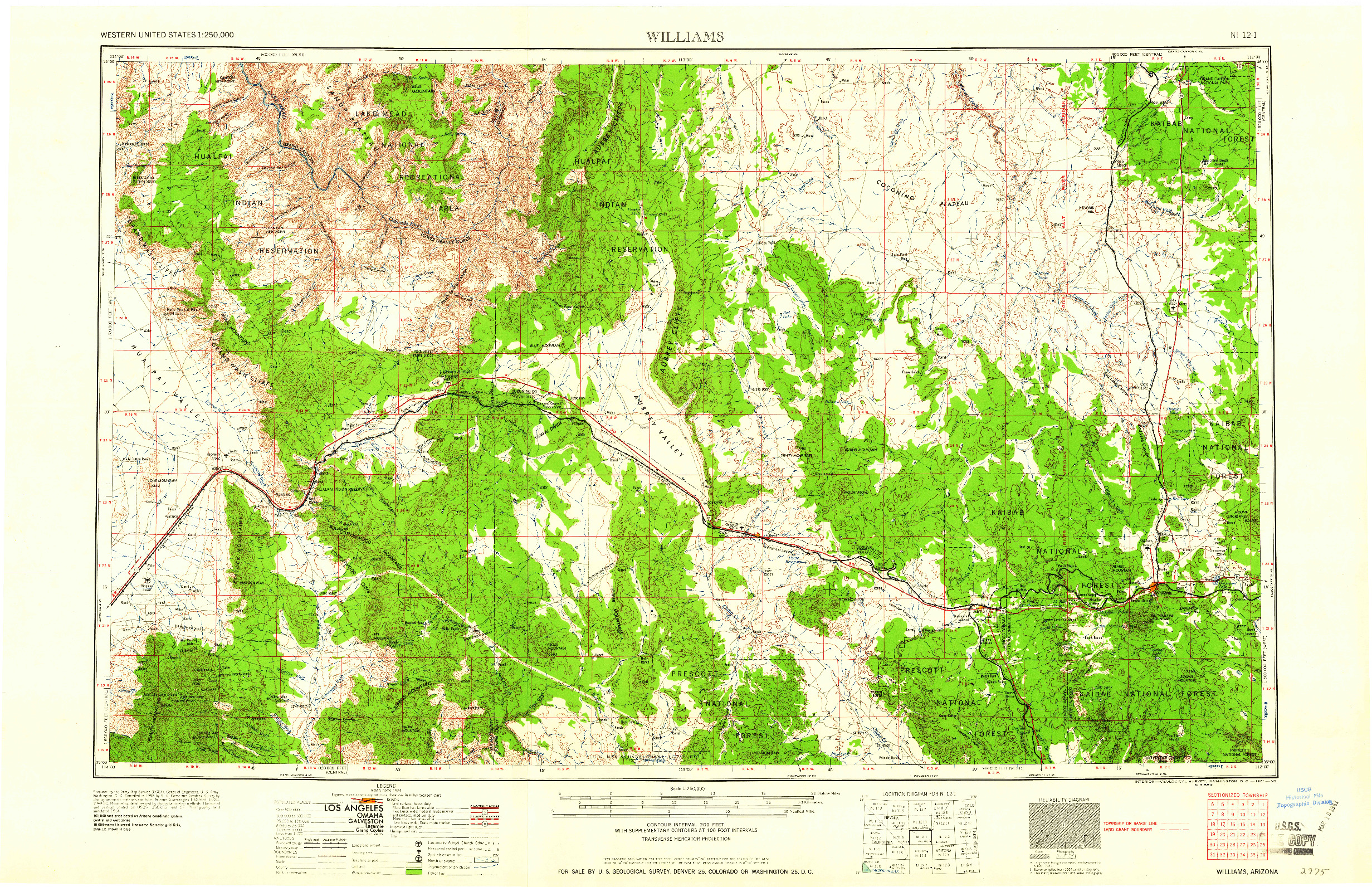 USGS 1:250000-SCALE QUADRANGLE FOR WILLIAMS, AZ 1961