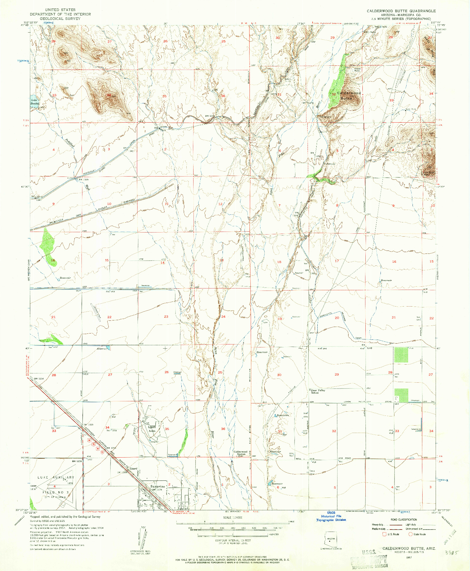 USGS 1:24000-SCALE QUADRANGLE FOR CALDERWOOD BUTTE, AZ 1957