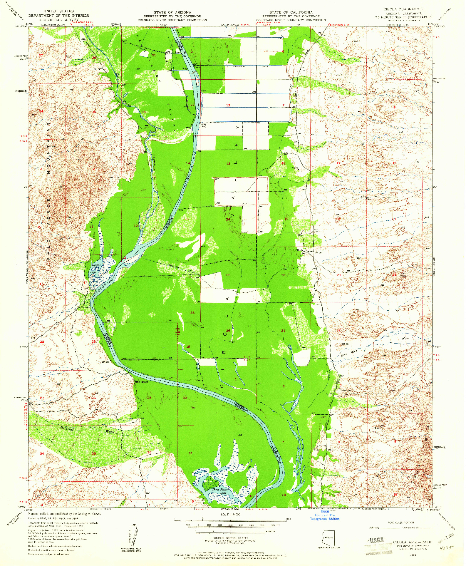 USGS 1:24000-SCALE QUADRANGLE FOR CIBOLA, AZ 1955