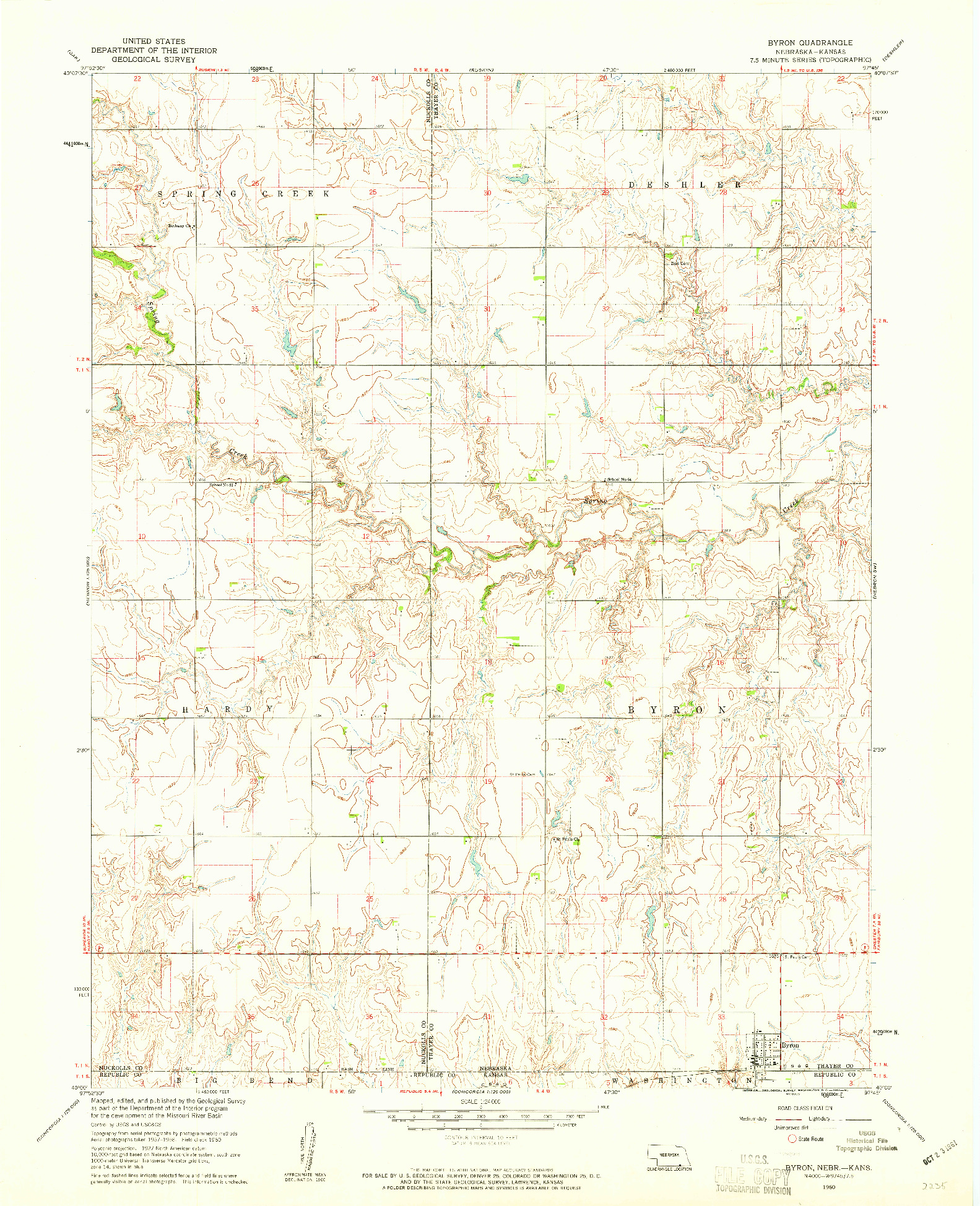 USGS 1:24000-SCALE QUADRANGLE FOR BYRON, NE 1960