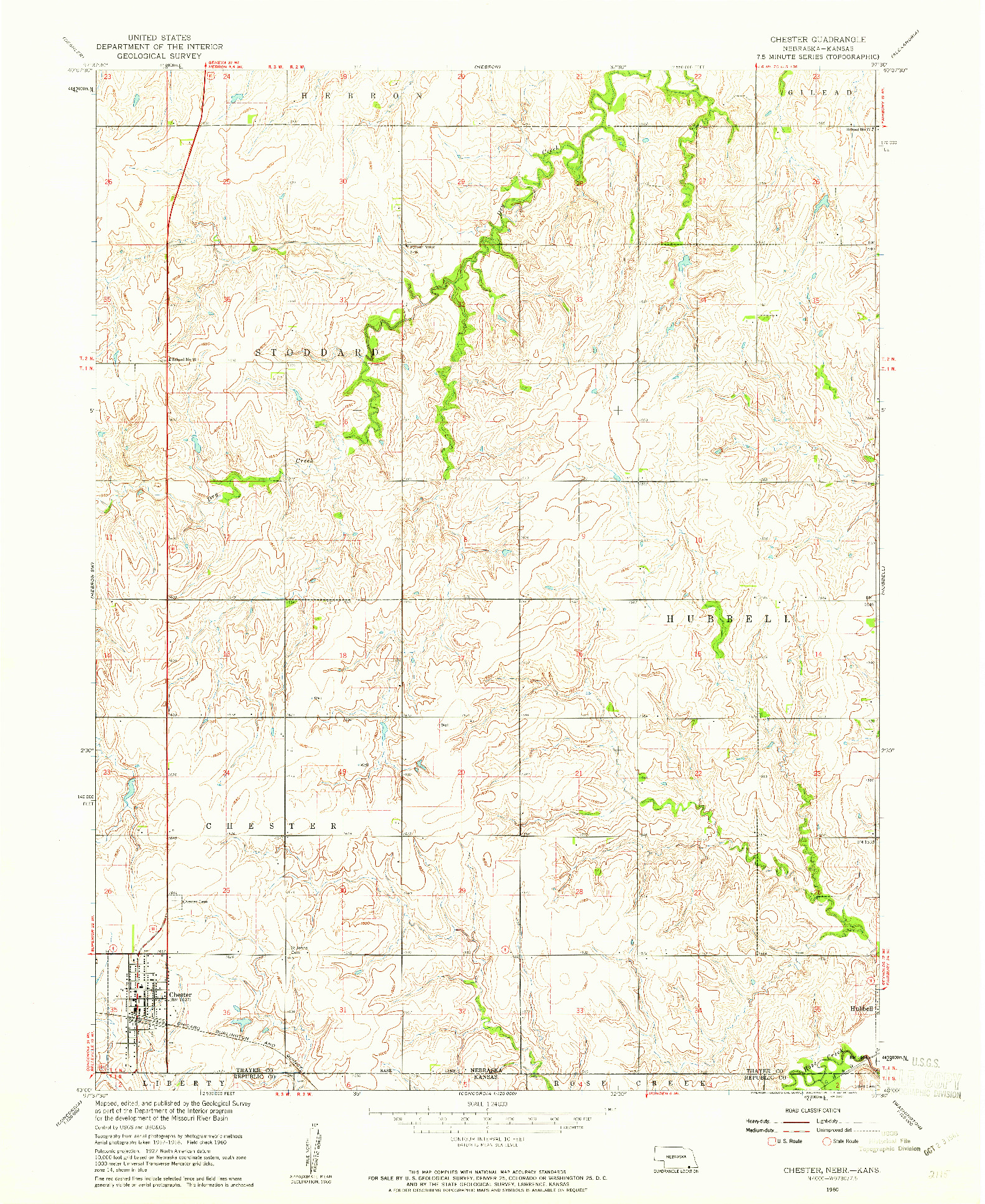 USGS 1:24000-SCALE QUADRANGLE FOR CHESTER, NE 1960