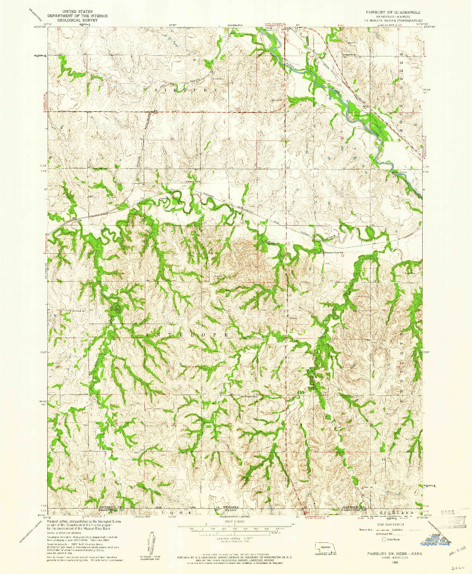 USGS 1:24000-SCALE QUADRANGLE FOR FAIRBURY SW, NE 1960