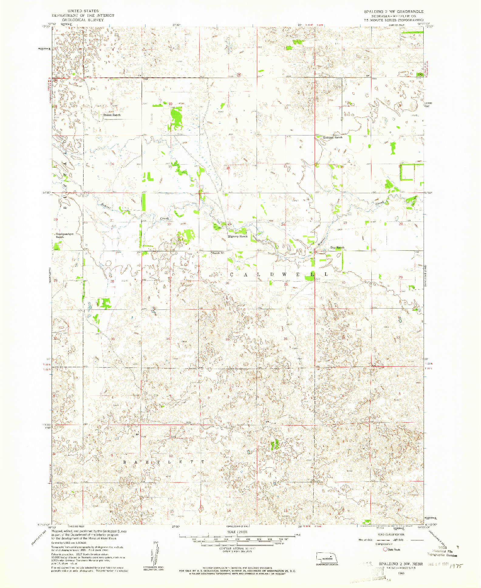 USGS 1:24000-SCALE QUADRANGLE FOR SPALDING 2 NW, NE 1960