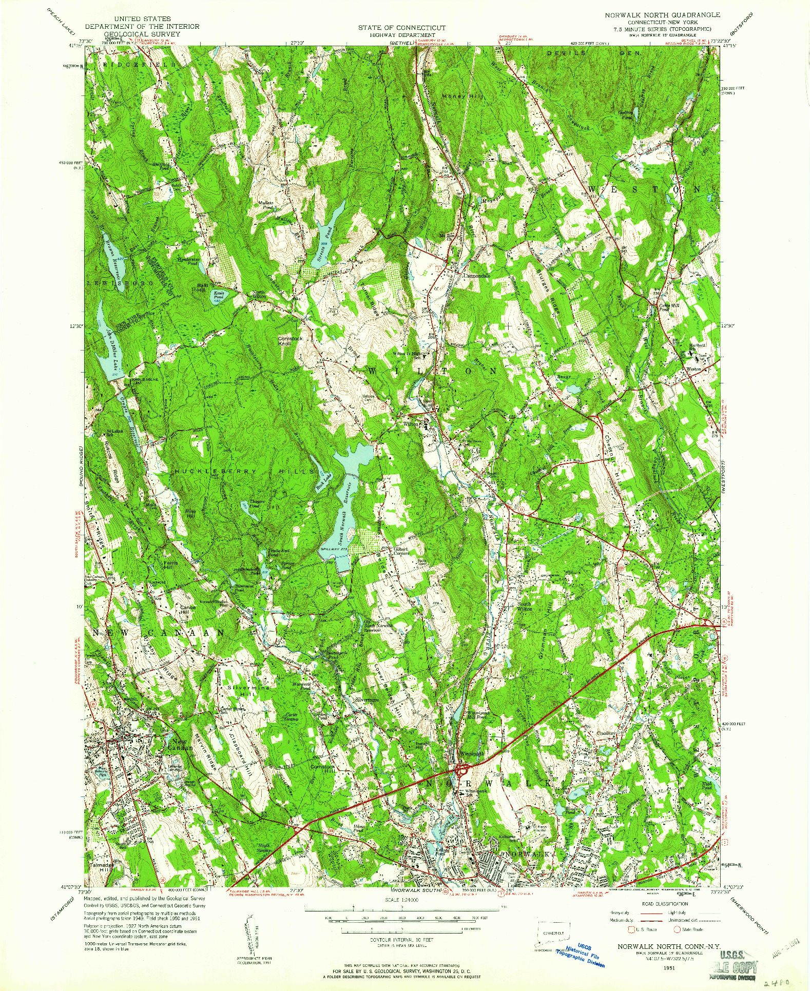 USGS 1:24000-SCALE QUADRANGLE FOR NORWALK NORTH, CT 1951