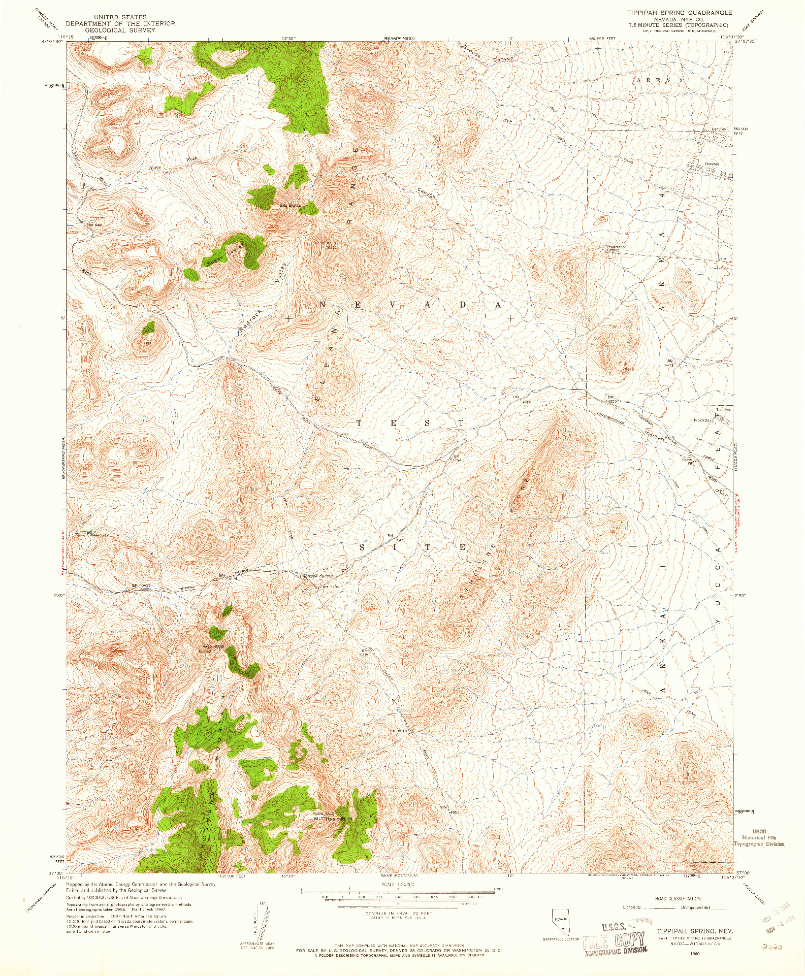 USGS 1:24000-SCALE QUADRANGLE FOR TIPPIPAH SPRING, NV 1960