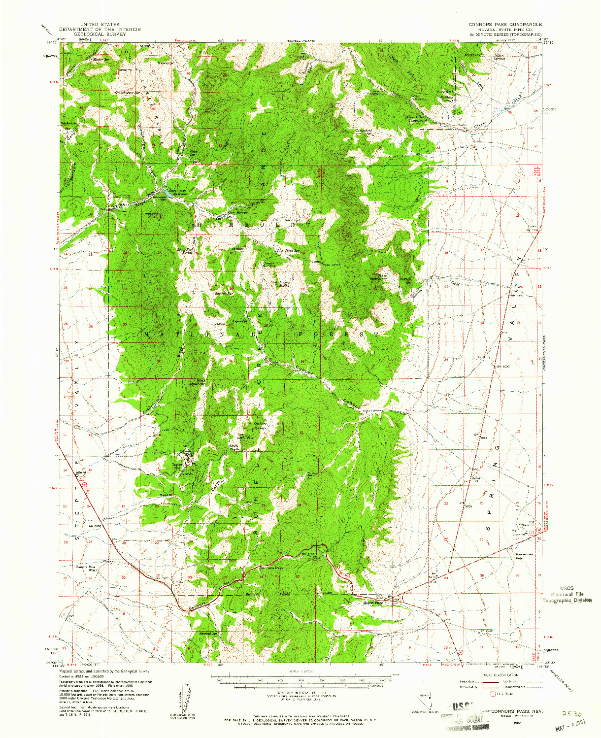 USGS 1:62500-SCALE QUADRANGLE FOR CONNORS PASS, NV 1959