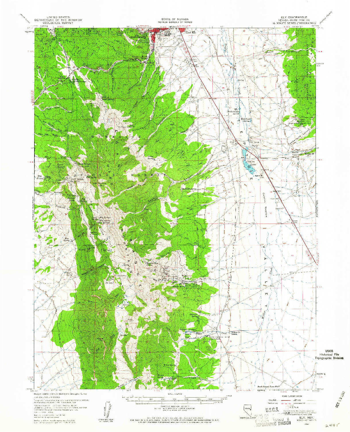 USGS 1:62500-SCALE QUADRANGLE FOR ELY, NV 1958