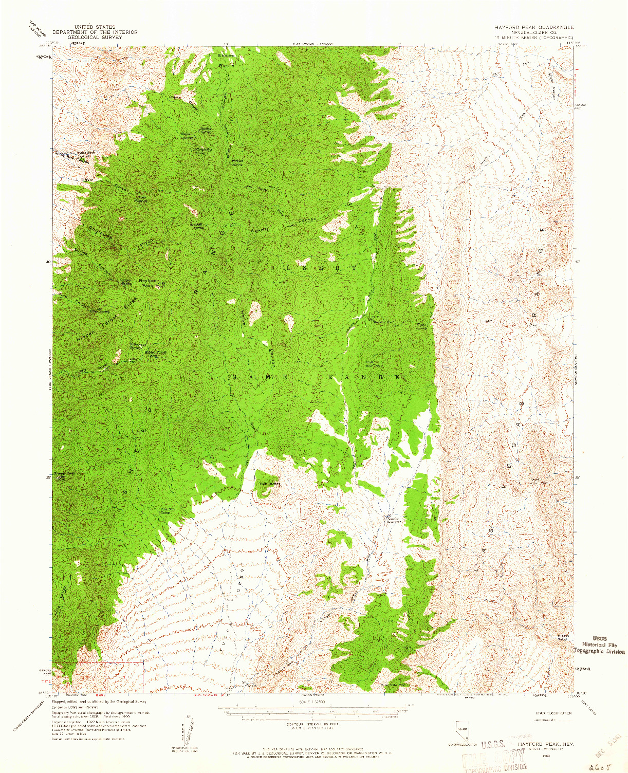 USGS 1:62500-SCALE QUADRANGLE FOR HAYFORD PEAK, NV 1960