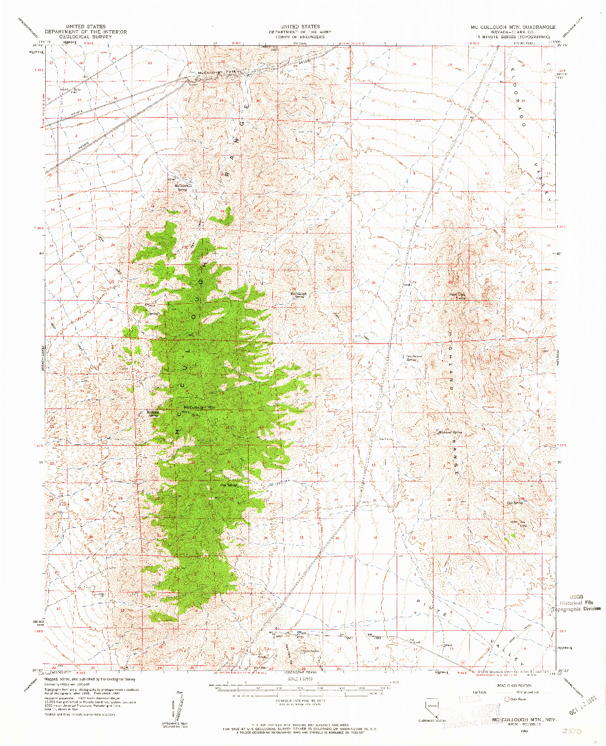 USGS 1:62500-SCALE QUADRANGLE FOR MCCULLOUGH MTN, NV 1960