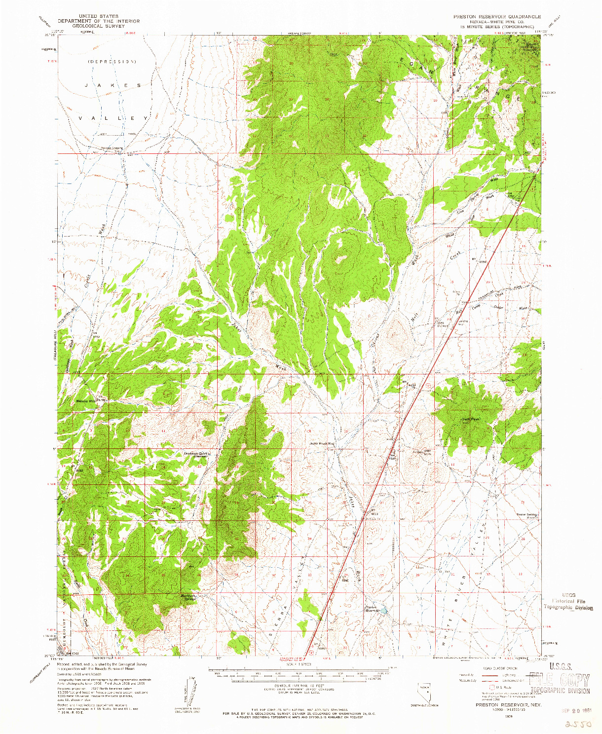 USGS 1:62500-SCALE QUADRANGLE FOR PRESTON RESERVOIR, NV 1959