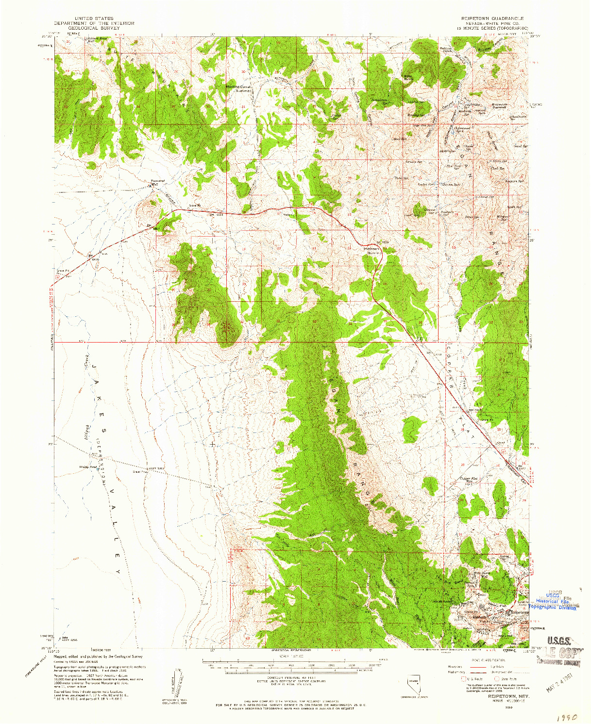 USGS 1:62500-SCALE QUADRANGLE FOR RIEPETOWN, NV 1959