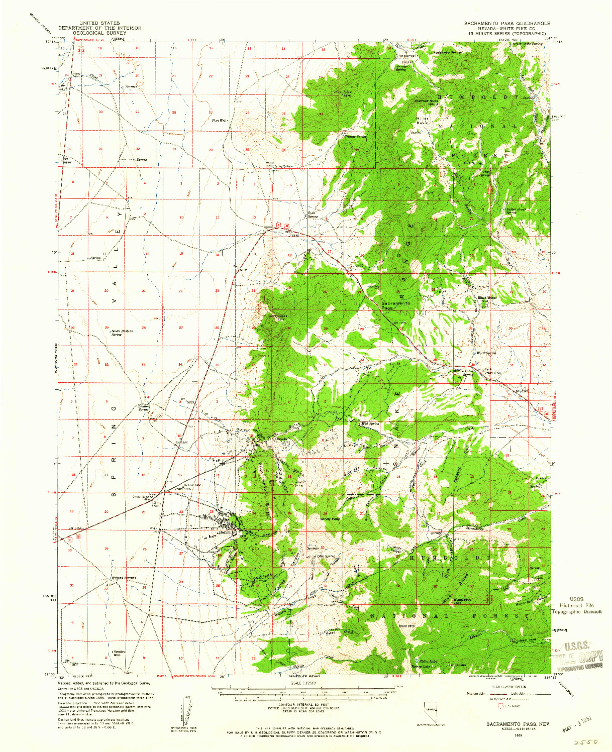 USGS 1:62500-SCALE QUADRANGLE FOR SACRAMENTO PASS, NV 1959