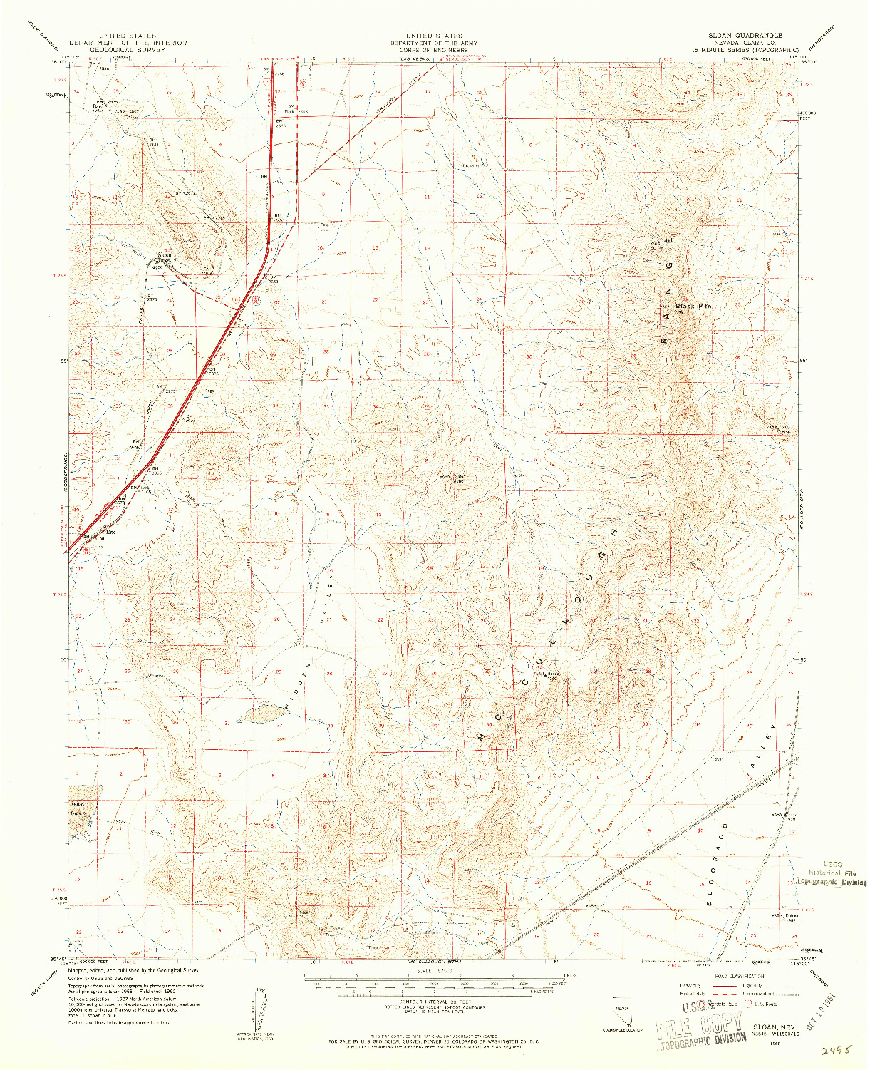 USGS 1:62500-SCALE QUADRANGLE FOR SLOAN, NV 1960