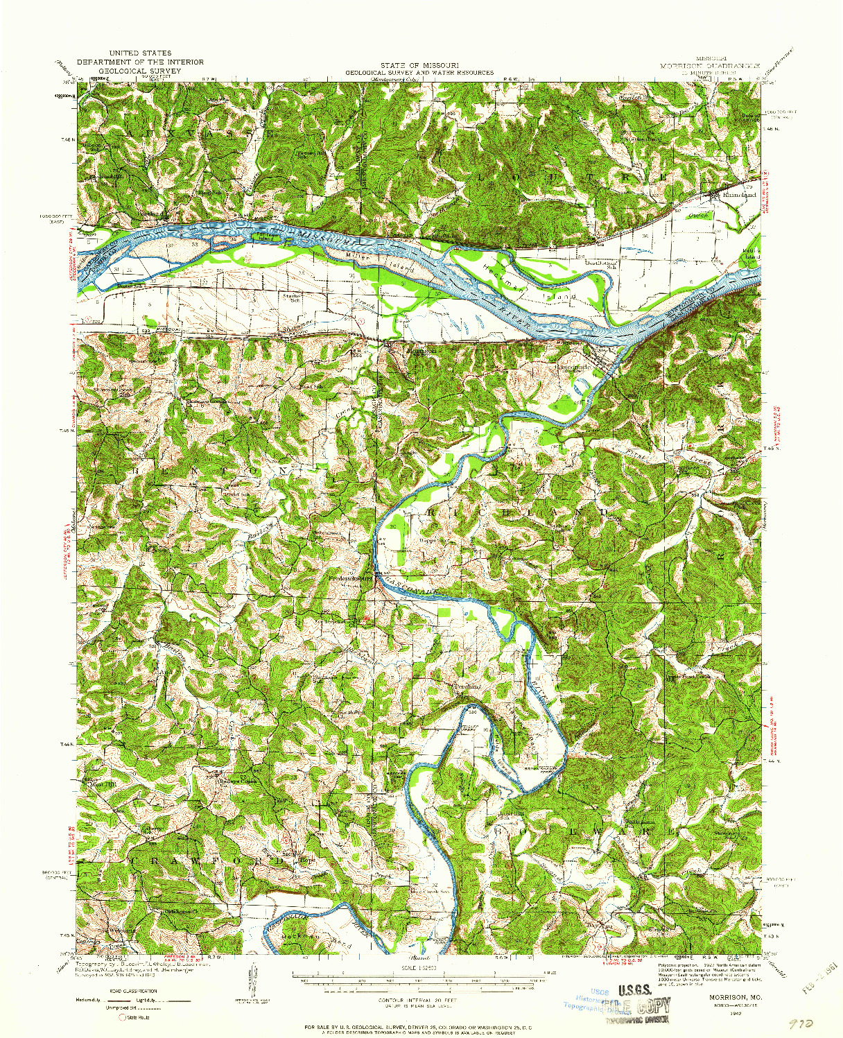 USGS 1:62500-SCALE QUADRANGLE FOR MORRISON, MO 1942