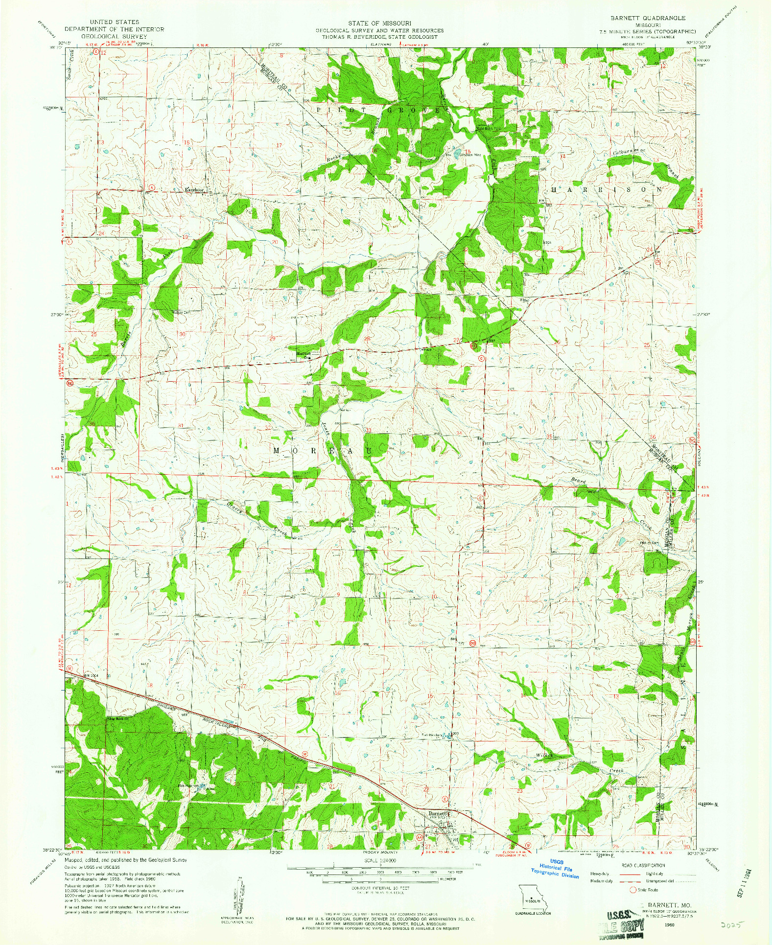 USGS 1:24000-SCALE QUADRANGLE FOR BARNETT, MO 1960