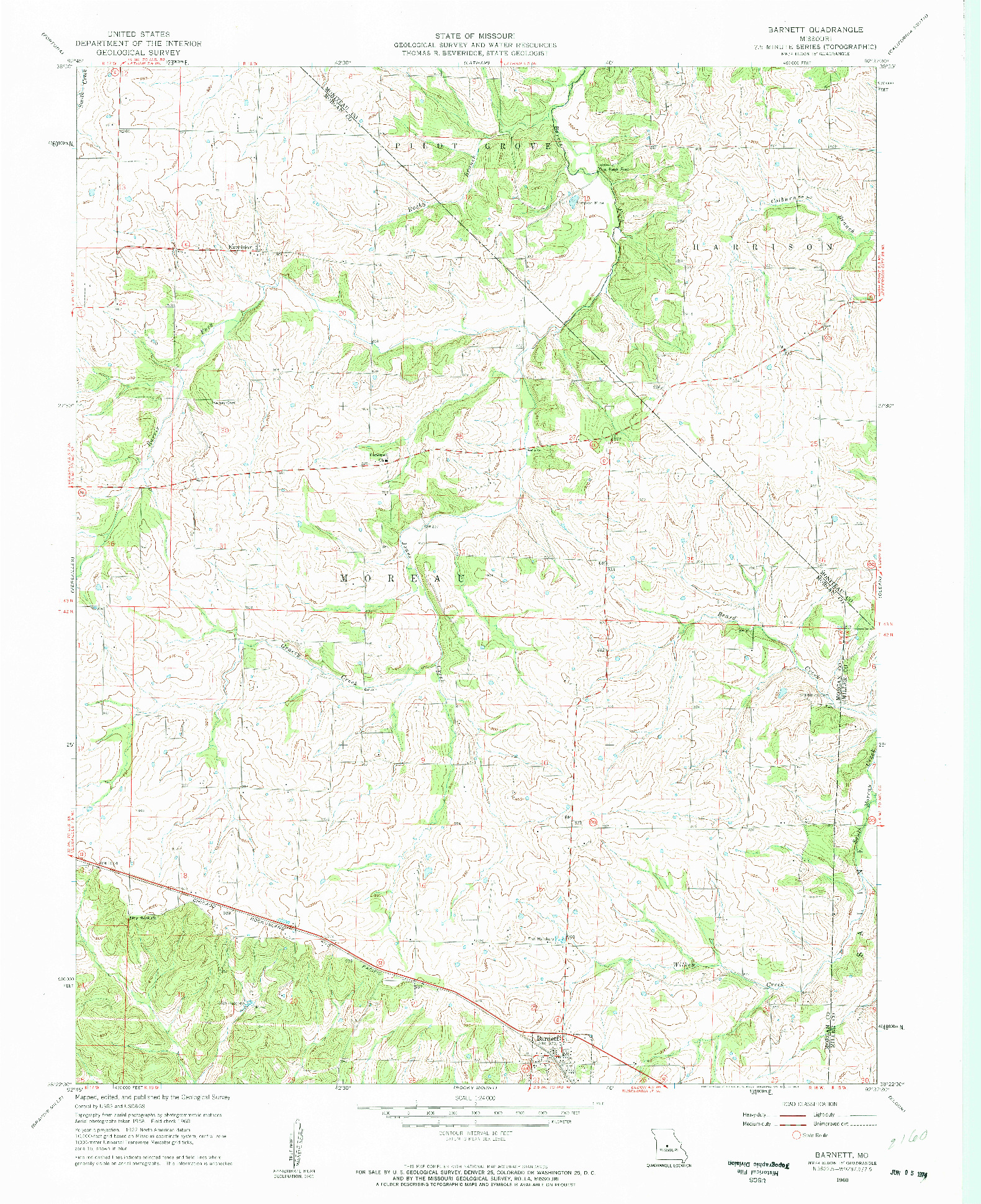 USGS 1:24000-SCALE QUADRANGLE FOR BARNETT, MO 1960