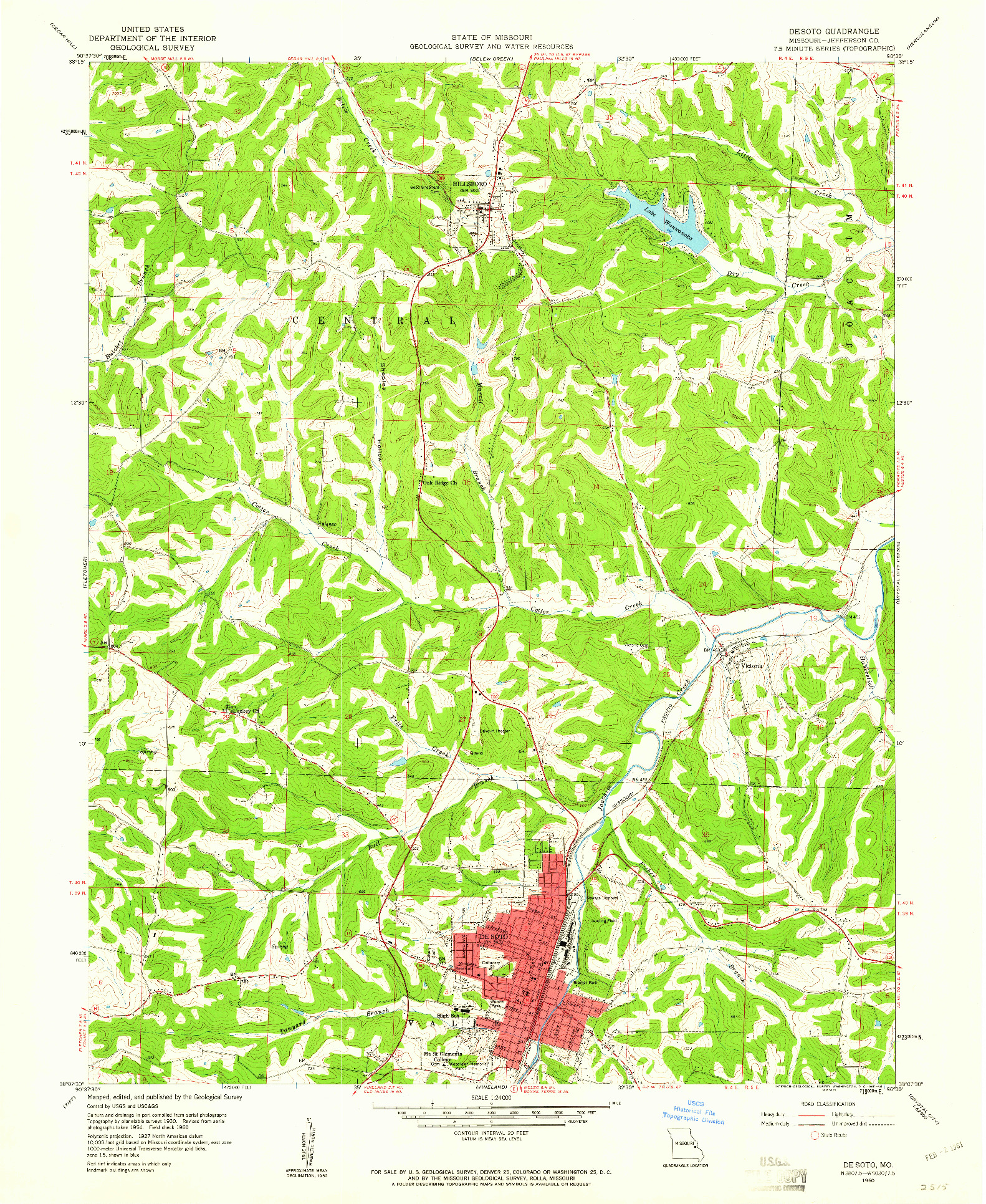 USGS 1:24000-SCALE QUADRANGLE FOR DE SOTO, MO 1960