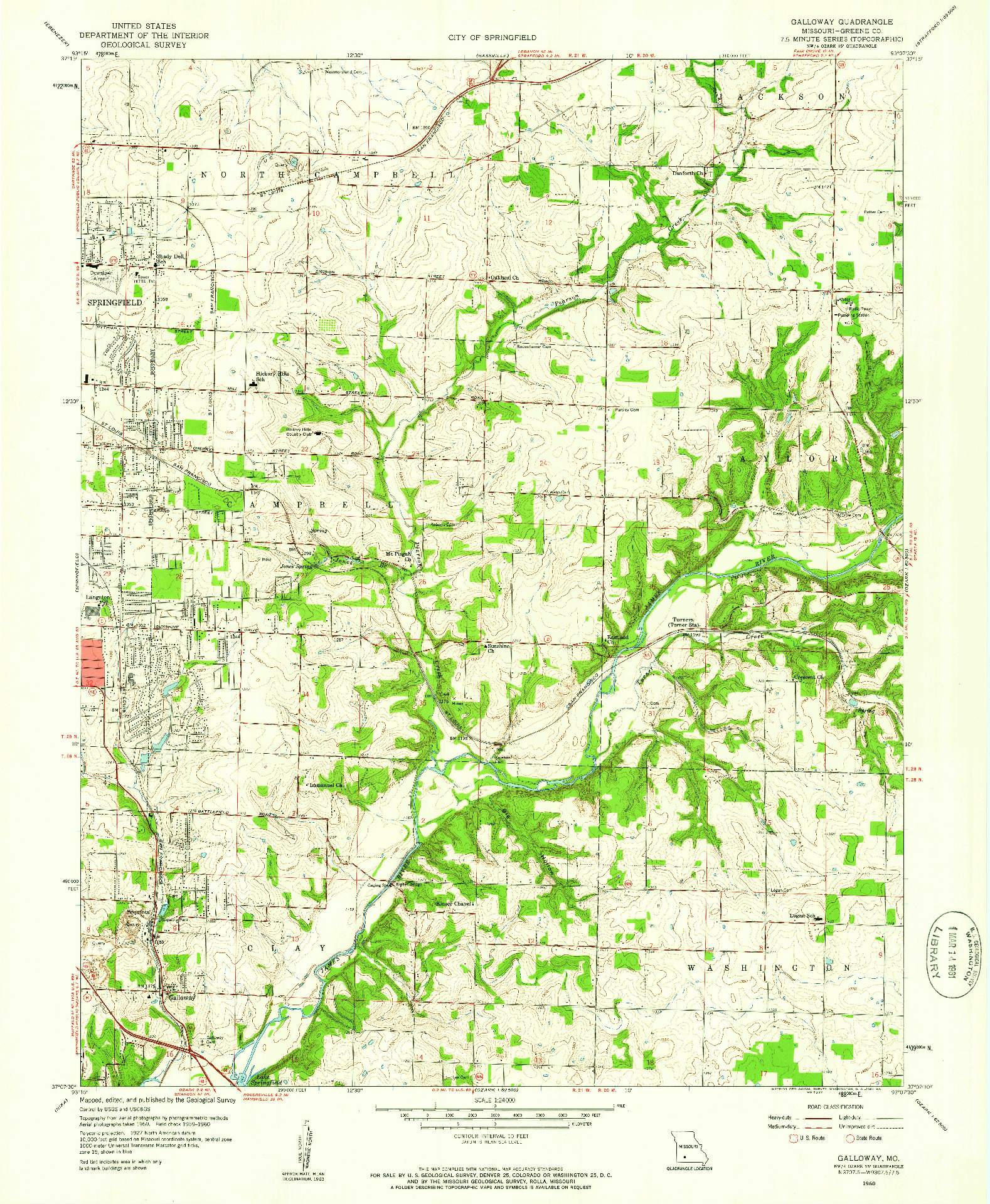 USGS 1:24000-SCALE QUADRANGLE FOR GALLOWAY, MO 1960