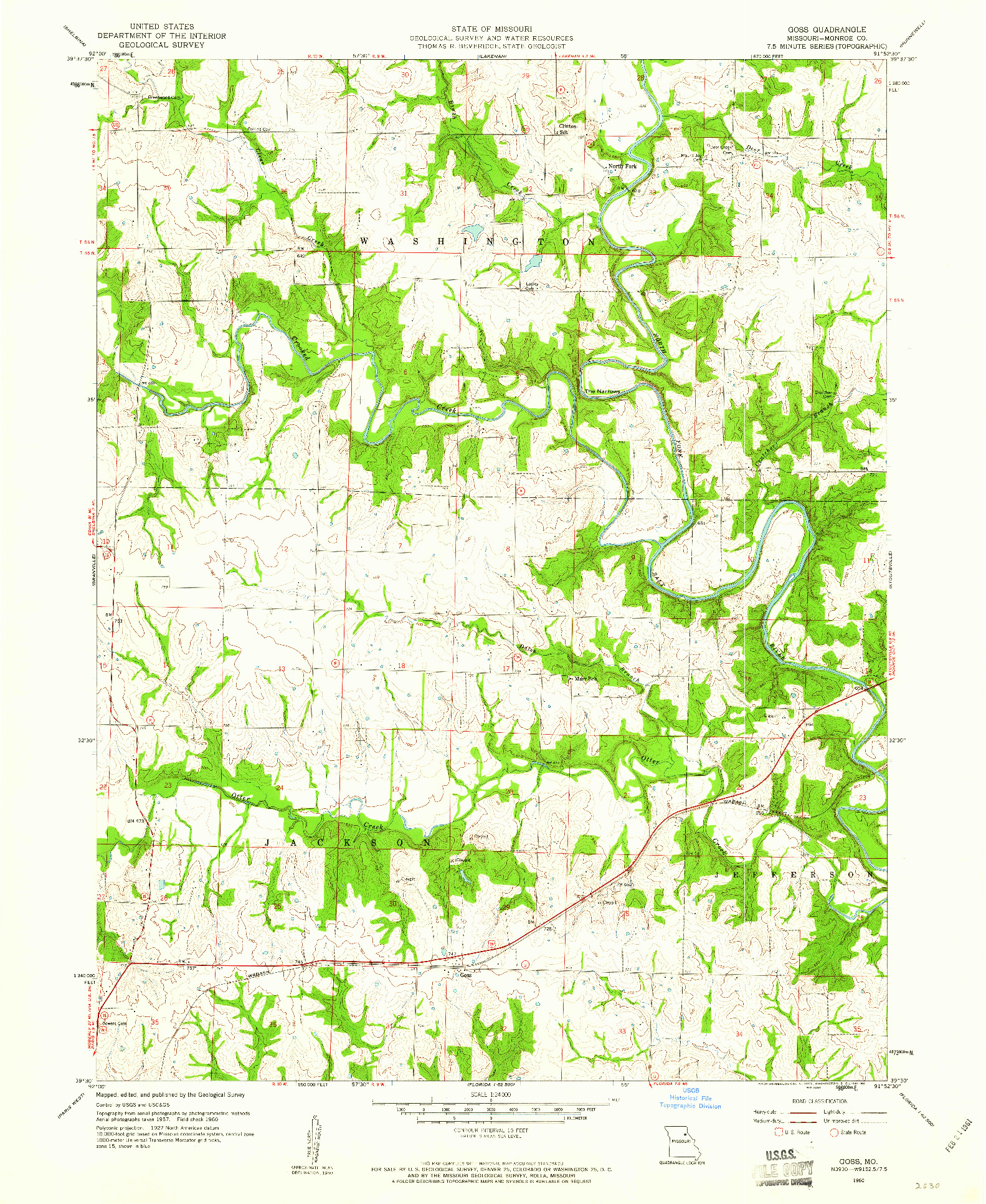 USGS 1:24000-SCALE QUADRANGLE FOR GOSS, MO 1960