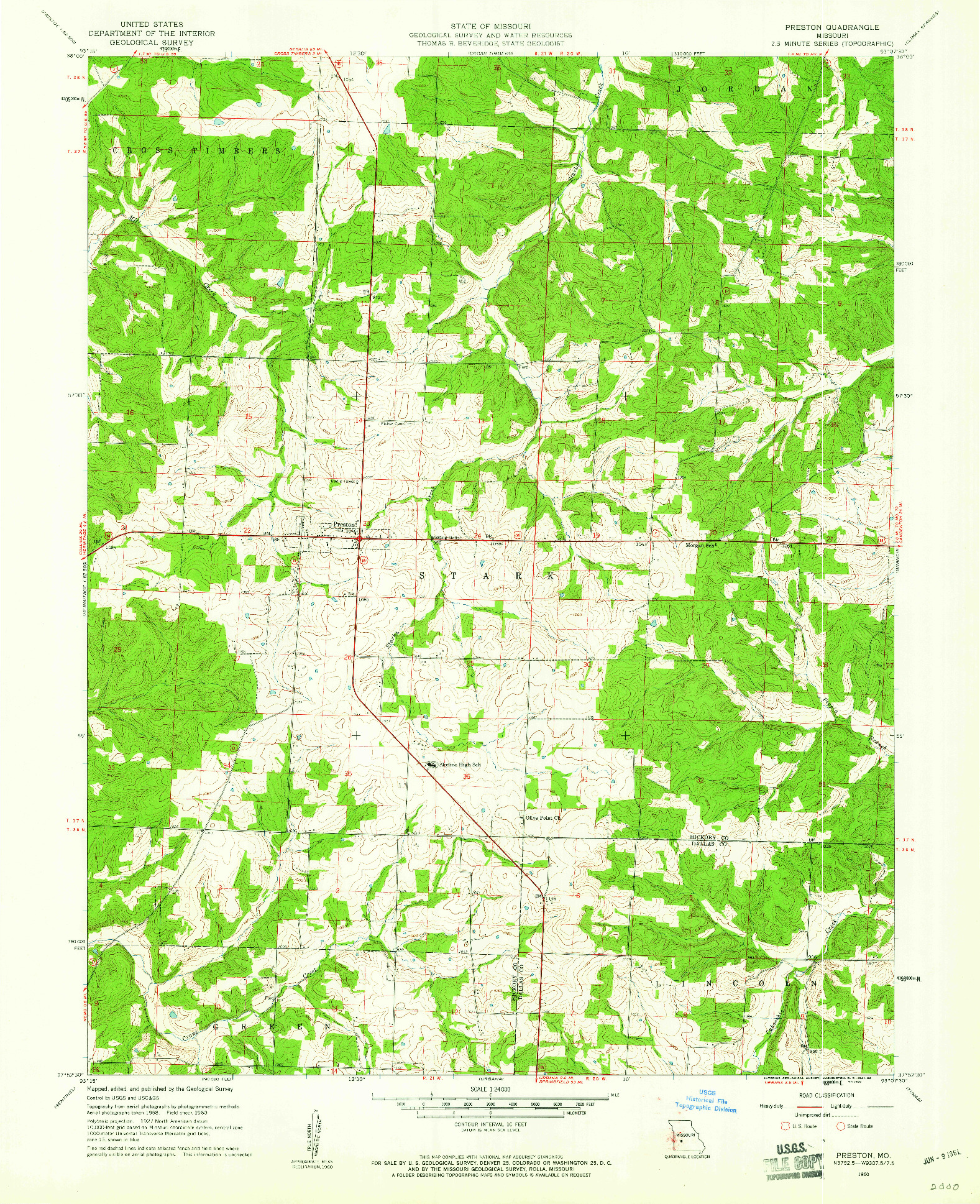 USGS 1:24000-SCALE QUADRANGLE FOR PRESTON, MO 1960
