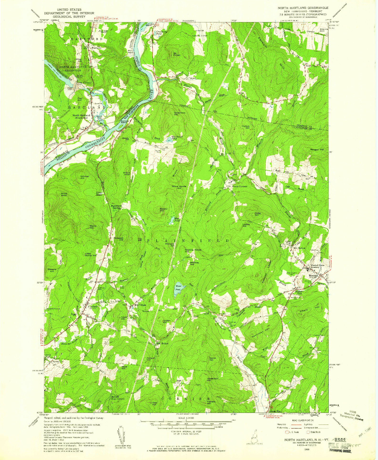USGS 1:24000-SCALE QUADRANGLE FOR NORTH HARTLAND, NH 1959