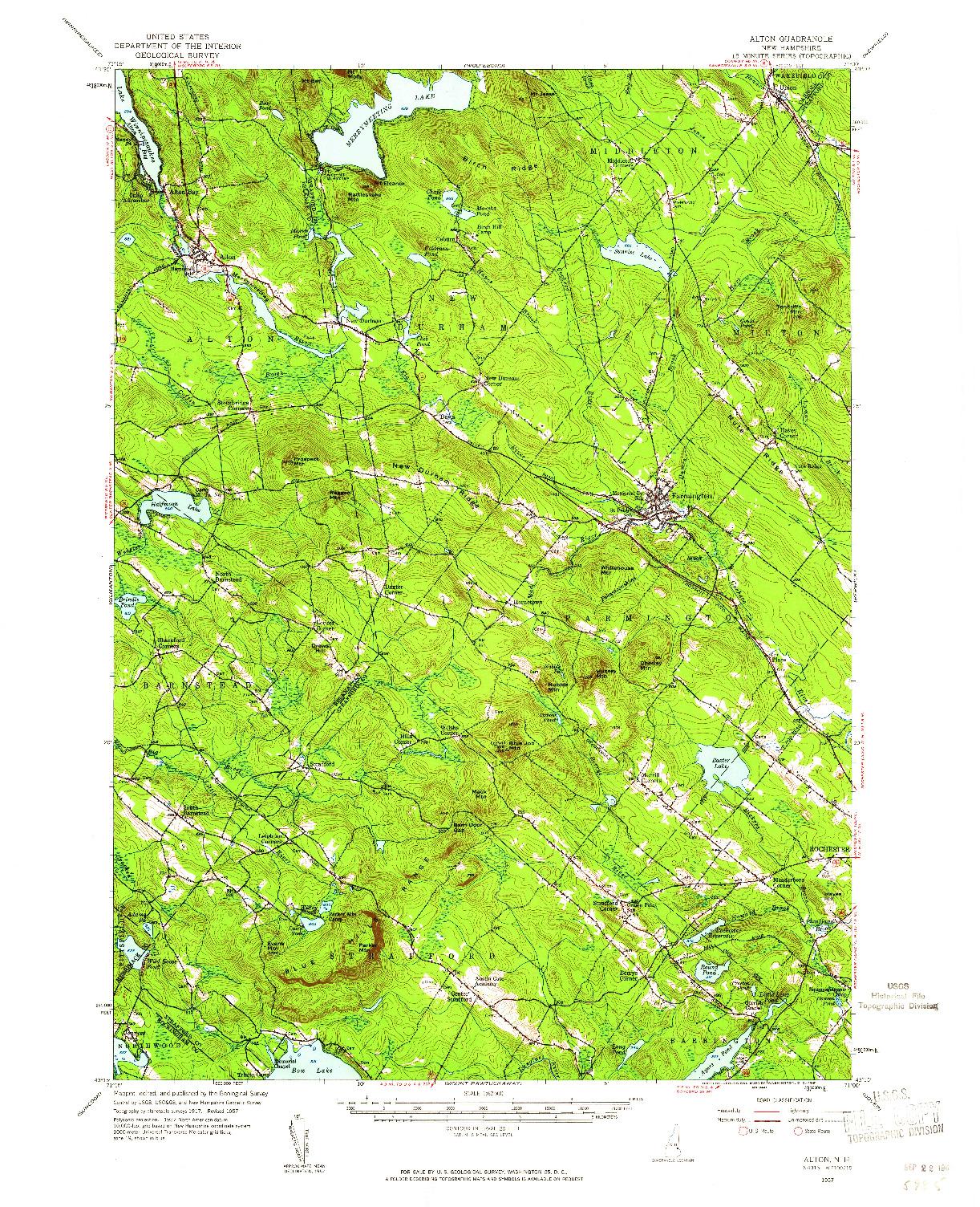 USGS 1:62500-SCALE QUADRANGLE FOR ALTON, NH 1957