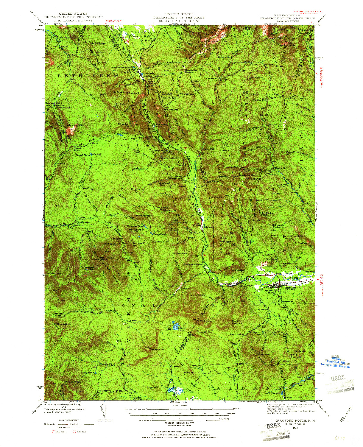 USGS 1:62500-SCALE QUADRANGLE FOR CRAWFORD NOTCH, NH 1946